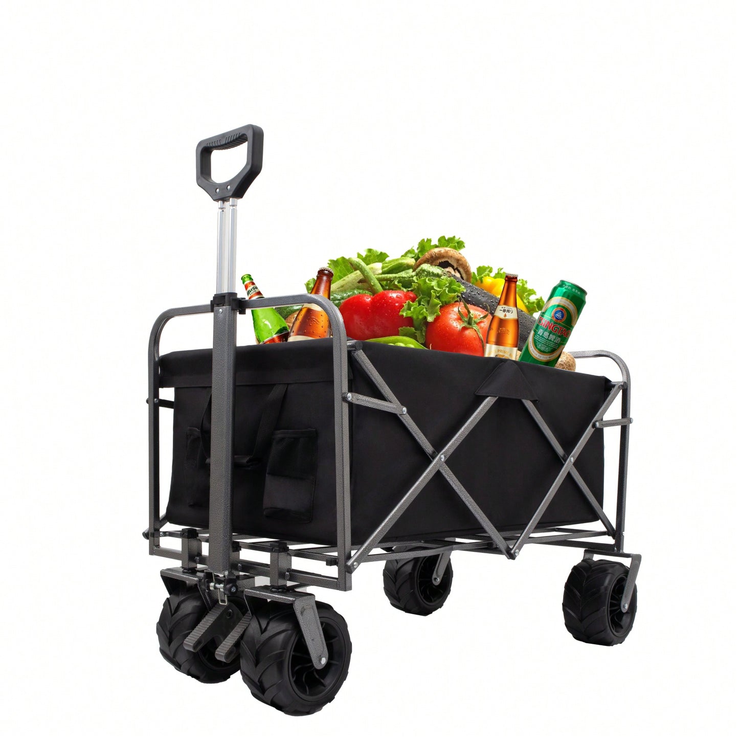 Versatile Folding Wagon For Kids - Portable Beach Trolley Cart For Outdoor Garden, Park, And Camping With Large Wheels
