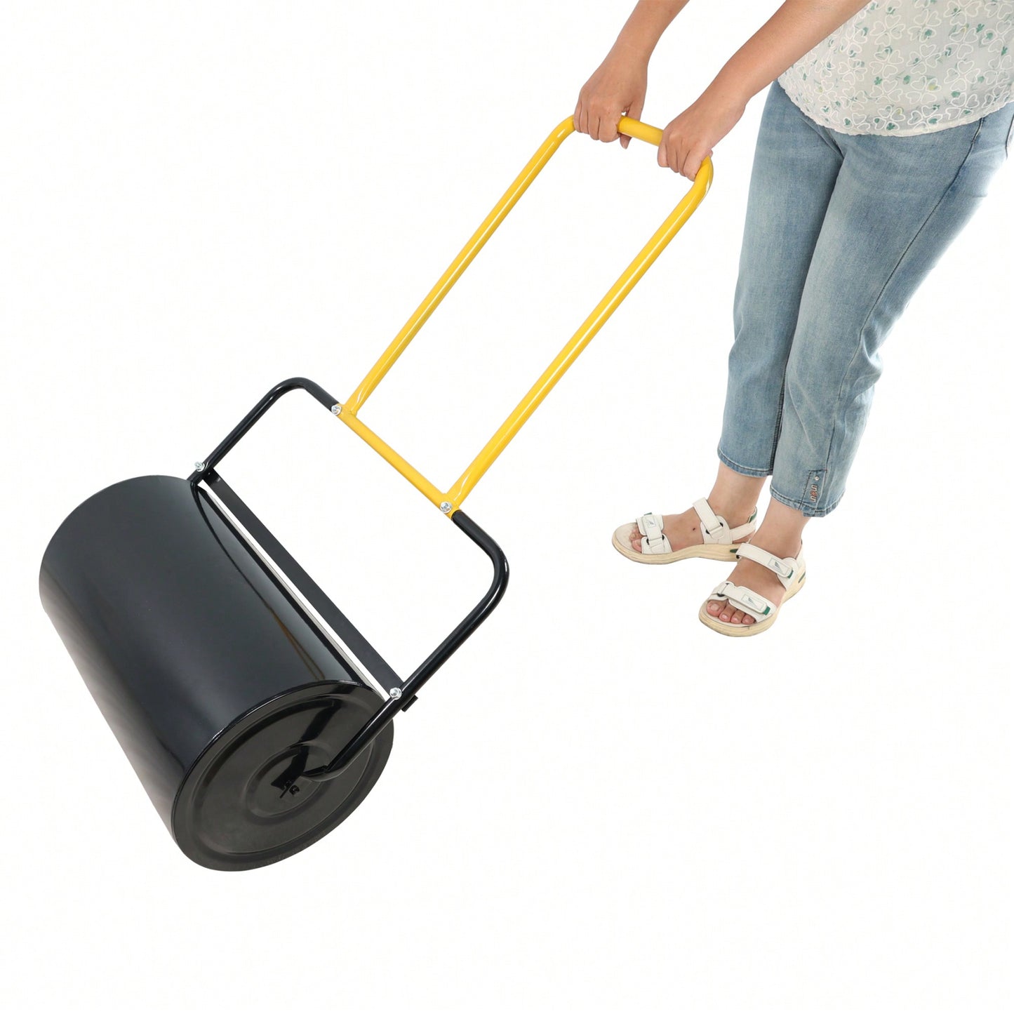 High-Capacity 40L Lawn Roller with Ergonomic Handle Fills with Sand or Water for Easy Use in Gardens Farms and Parks
