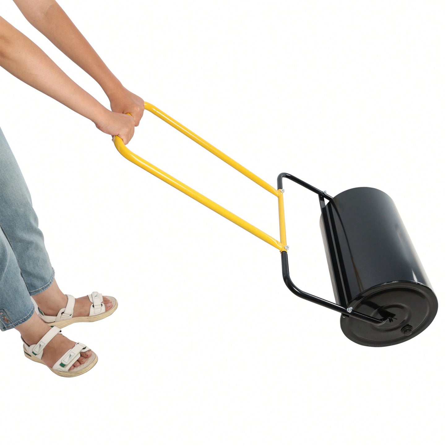 High-Capacity 40L Lawn Roller with Ergonomic Handle Fills with Sand or Water for Easy Use in Gardens Farms and Parks