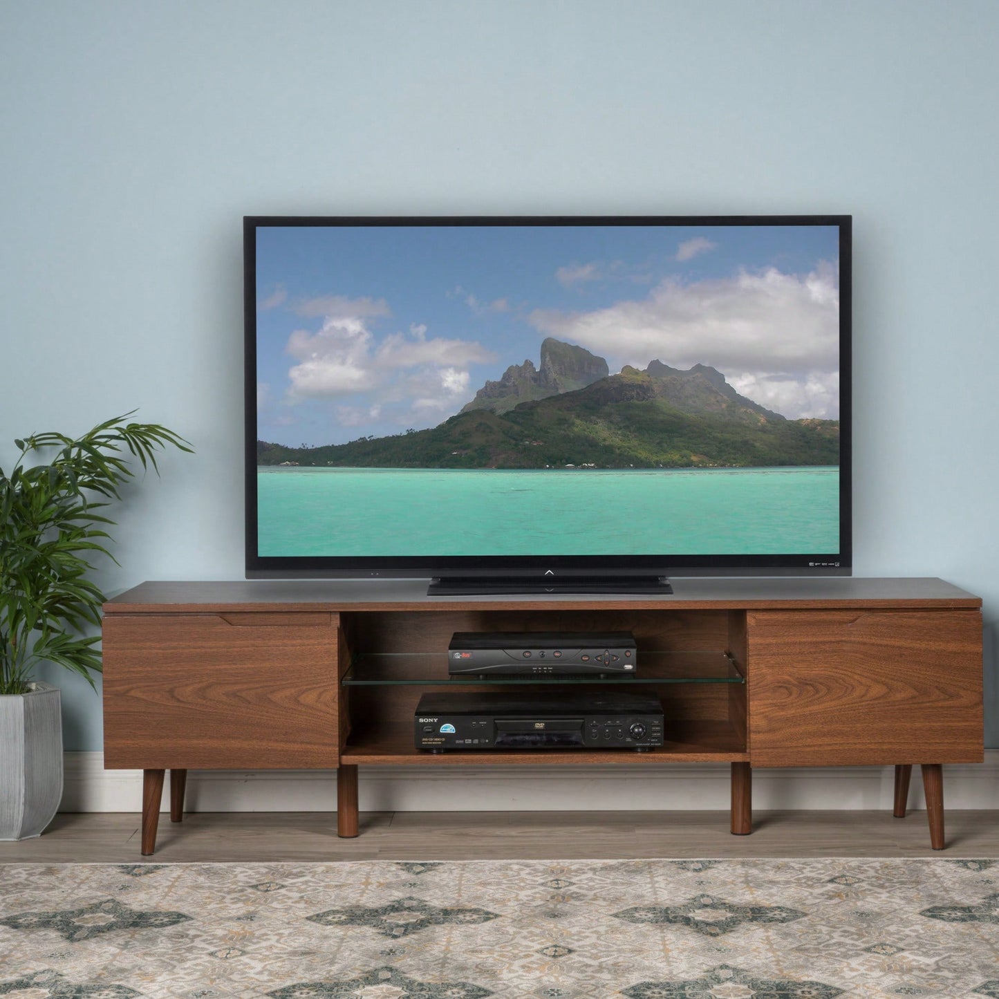 Versatile Modern TV Stand With Ample Storage And Adjustable Shelves For Living Room Entertainment Center