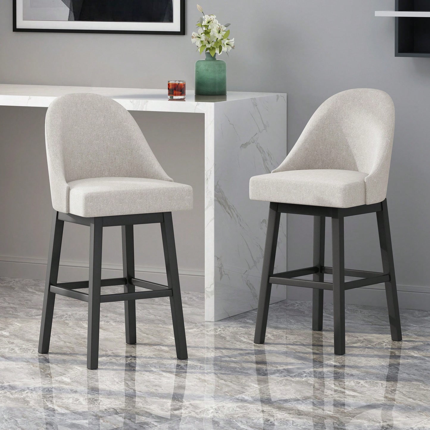 Stylish Adjustable Swivel Barstools - Set Of 2 For Modern Kitchens And Home Bars