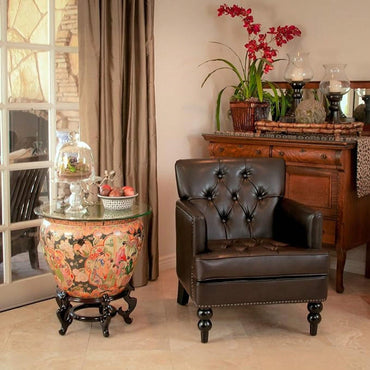 Elegant Tufted Club Chair For Cozy Living Spaces – Stylish Fabric Upholstery And Comfort Design
