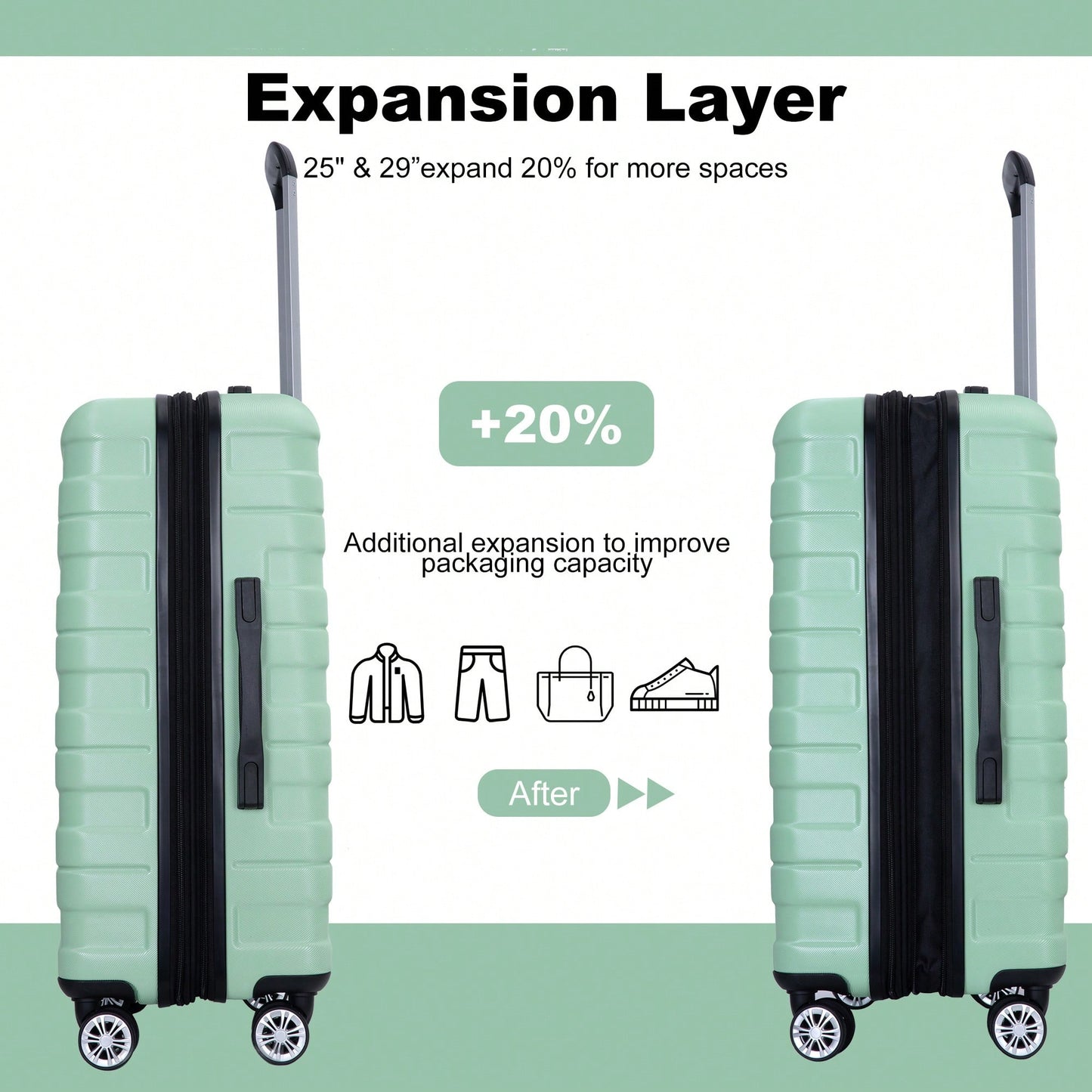 Lightweight Durable 3-Piece Expandable Luggage Set With Double Spinner Wheels, TSA Lock, And Hooks - Dark Blue (21"/25"/29")