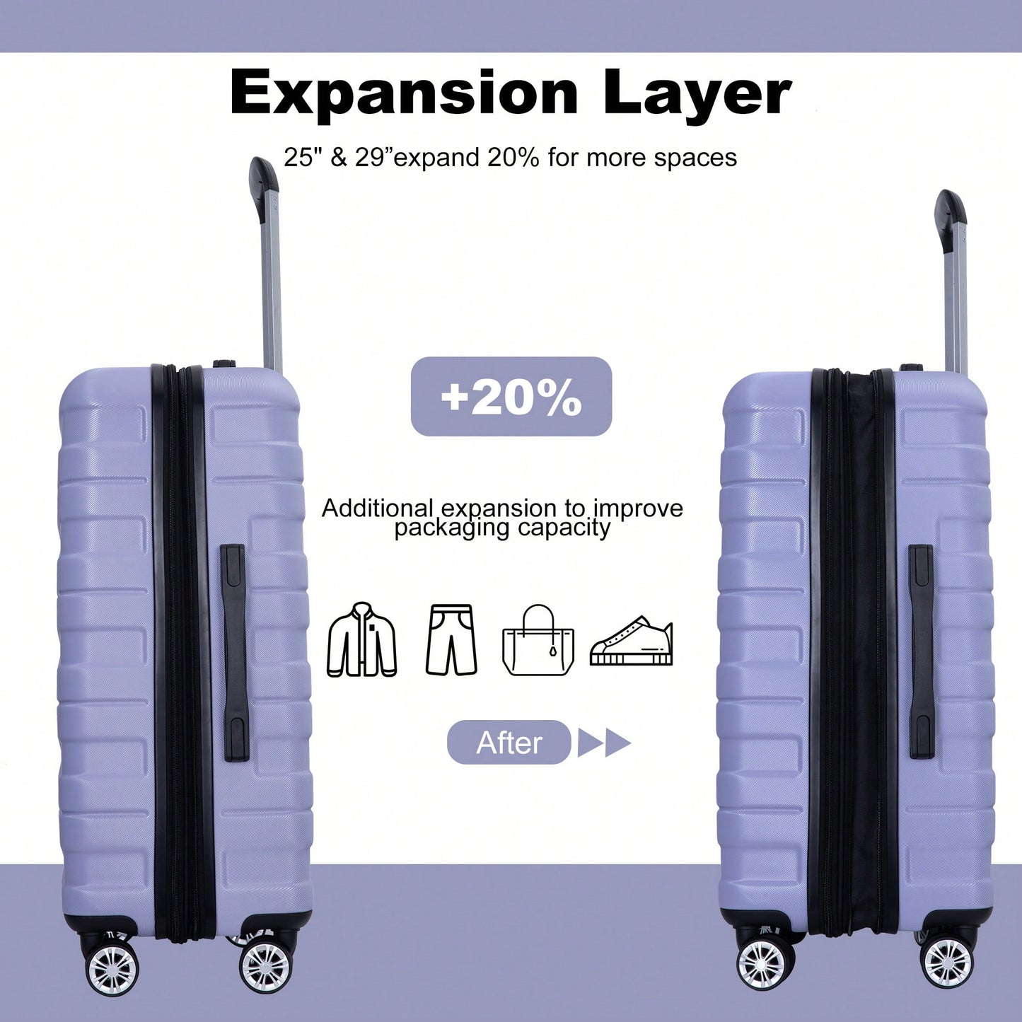 Lightweight Durable 3-Piece Expandable Luggage Set With Double Spinner Wheels, TSA Lock, And Hooks - Dark Blue (21"/25"/29")