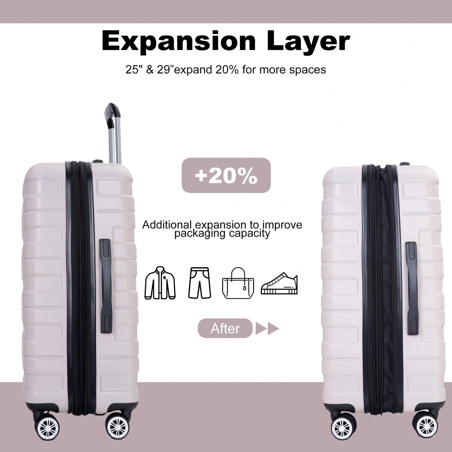Lightweight Durable 3-Piece Expandable Luggage Set With Double Spinner Wheels, TSA Lock, And Hooks - Dark Blue (21"/25"/29")