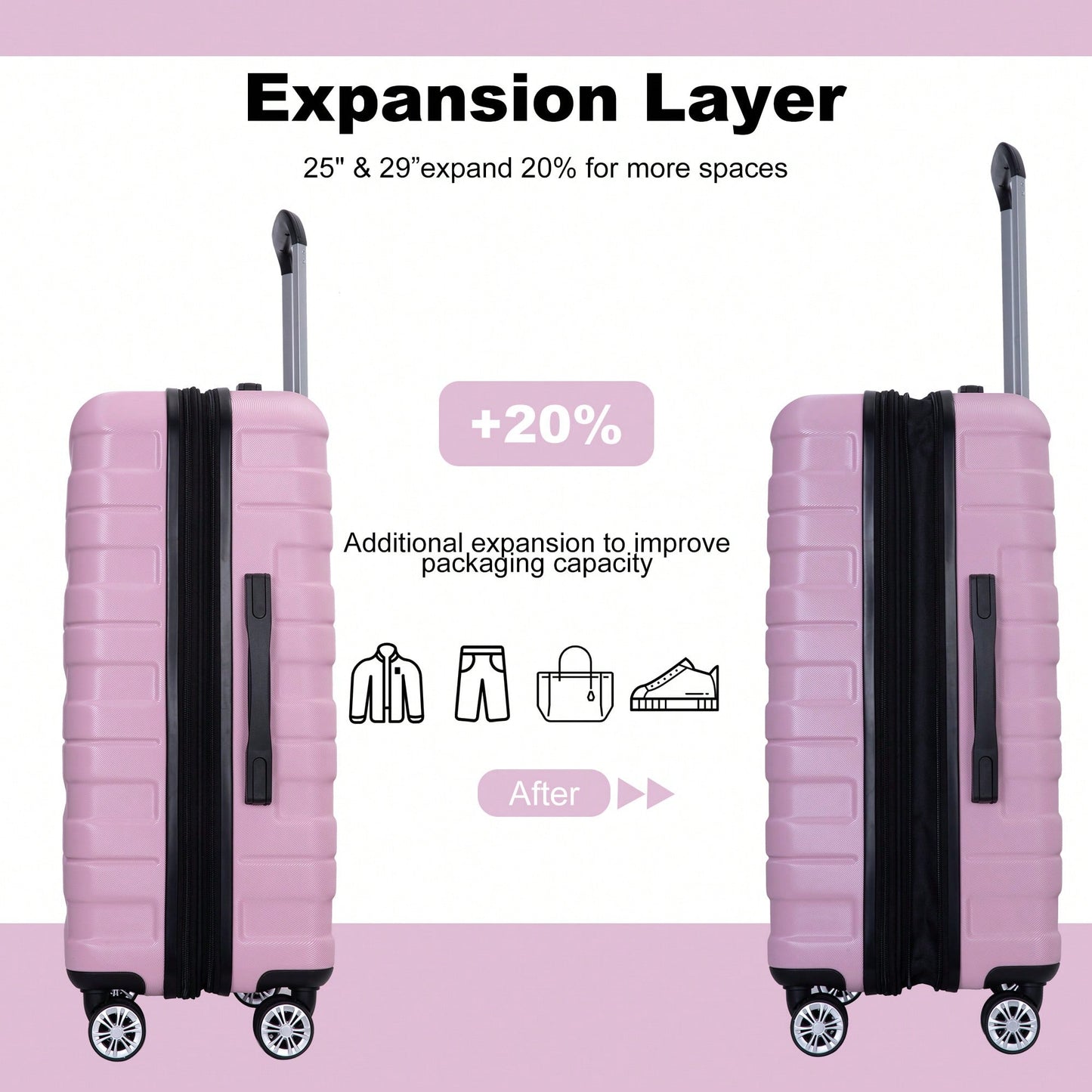 Lightweight Durable 3-Piece Expandable Luggage Set With Double Spinner Wheels, TSA Lock, And Hooks - Dark Blue (21"/25"/29")