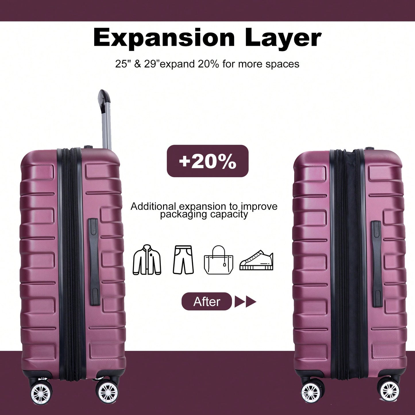Lightweight Durable 3-Piece Expandable Luggage Set With Double Spinner Wheels, TSA Lock, And Hooks - Dark Blue (21"/25"/29")