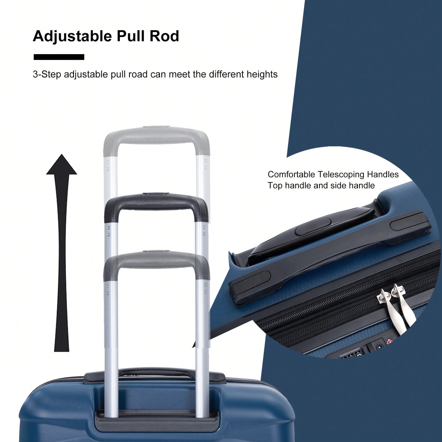 Lightweight Durable 3-Piece Expandable Luggage Set With Double Spinner Wheels, TSA Lock, And Hooks - Dark Blue (21"/25"/29")