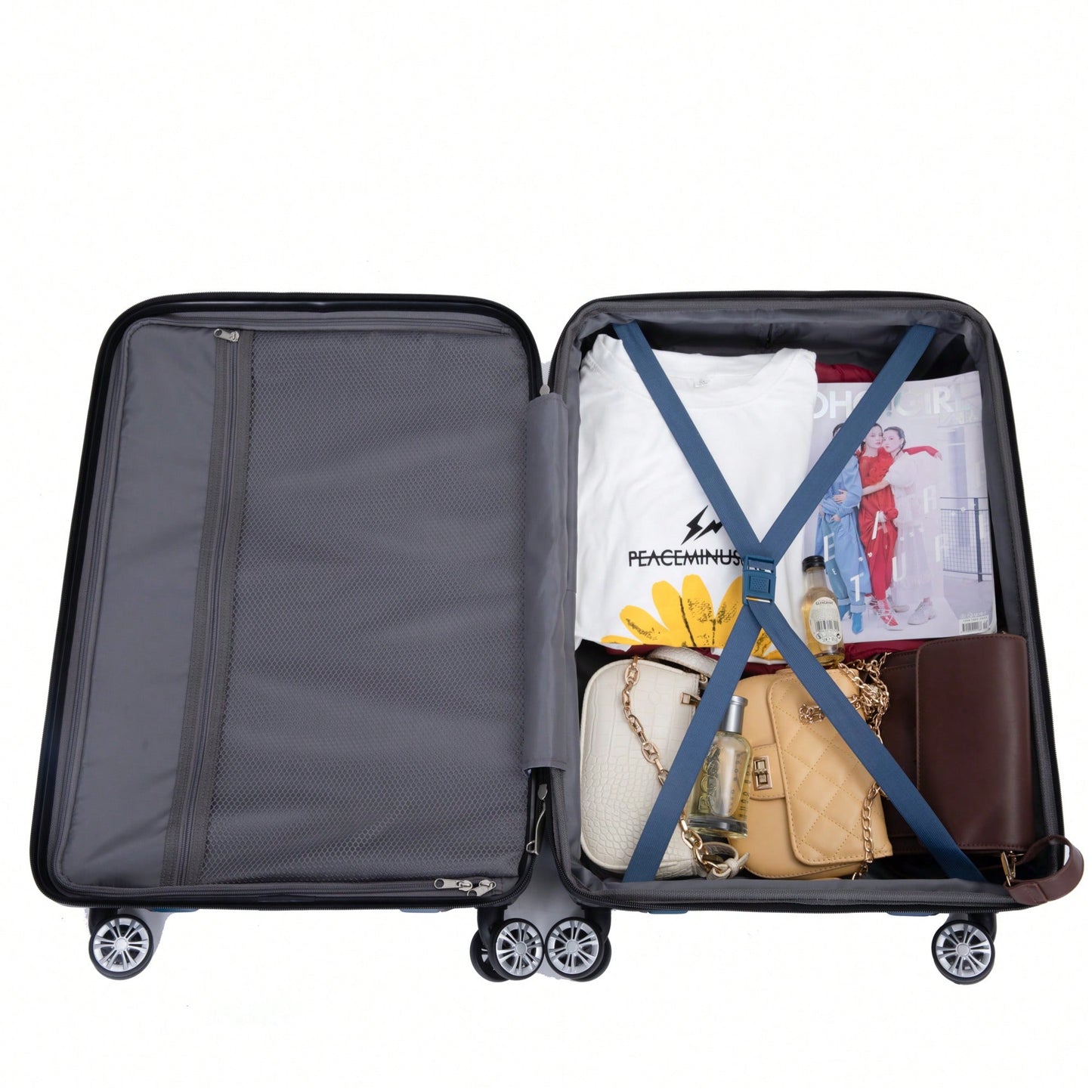 Lightweight Durable 3-Piece Expandable Luggage Set With Double Spinner Wheels, TSA Lock, And Hooks - Dark Blue (21"/25"/29")