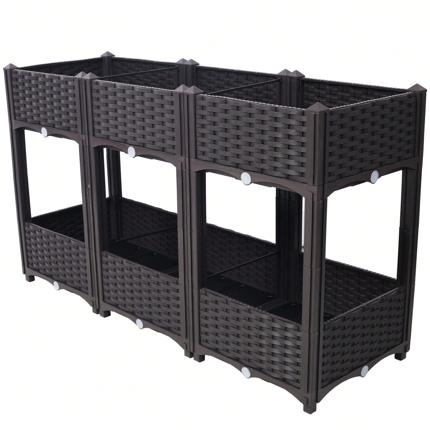 Elegant Elevated Garden Planter Box with Drainage for Vegetables Flowers and Herbs 47.2x15.7x27.7 Inches Brown