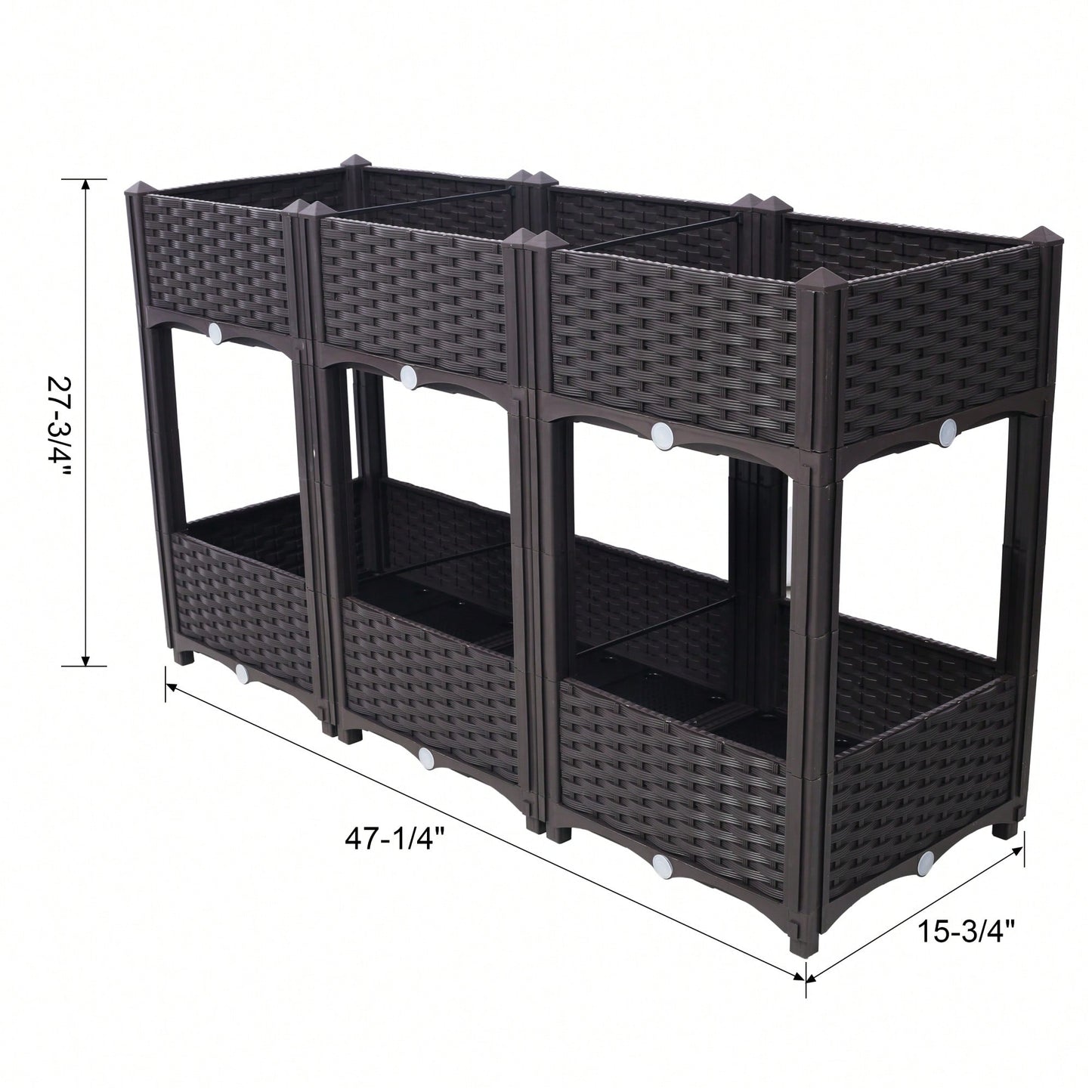 Elegant Elevated Garden Planter Box with Drainage for Vegetables Flowers and Herbs 47.2x15.7x27.7 Inches Brown