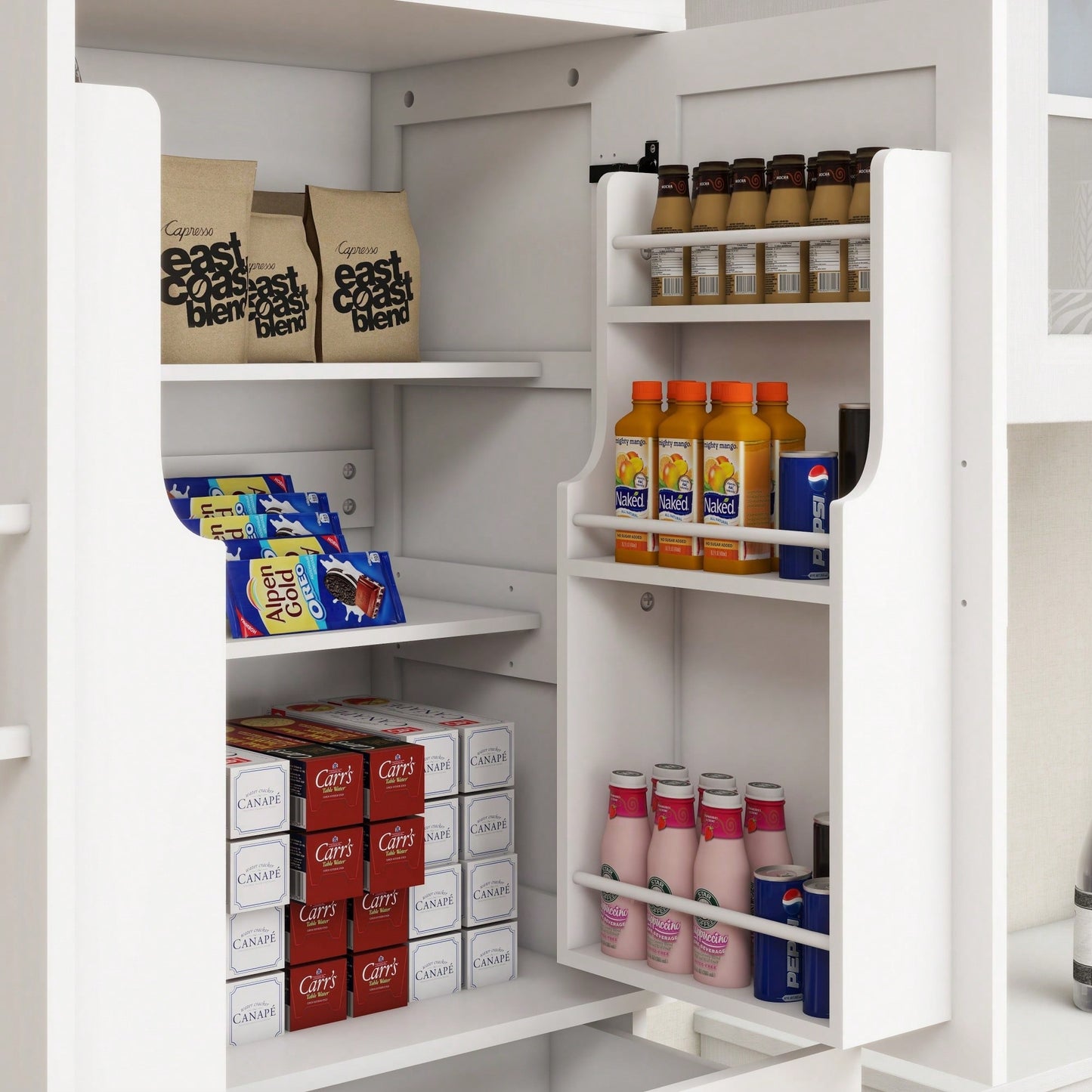Elegant 71 Inch Freestanding Kitchen Pantry Cabinet with Adjustable Shelves and Drawer for Stylish Storage in White Finish