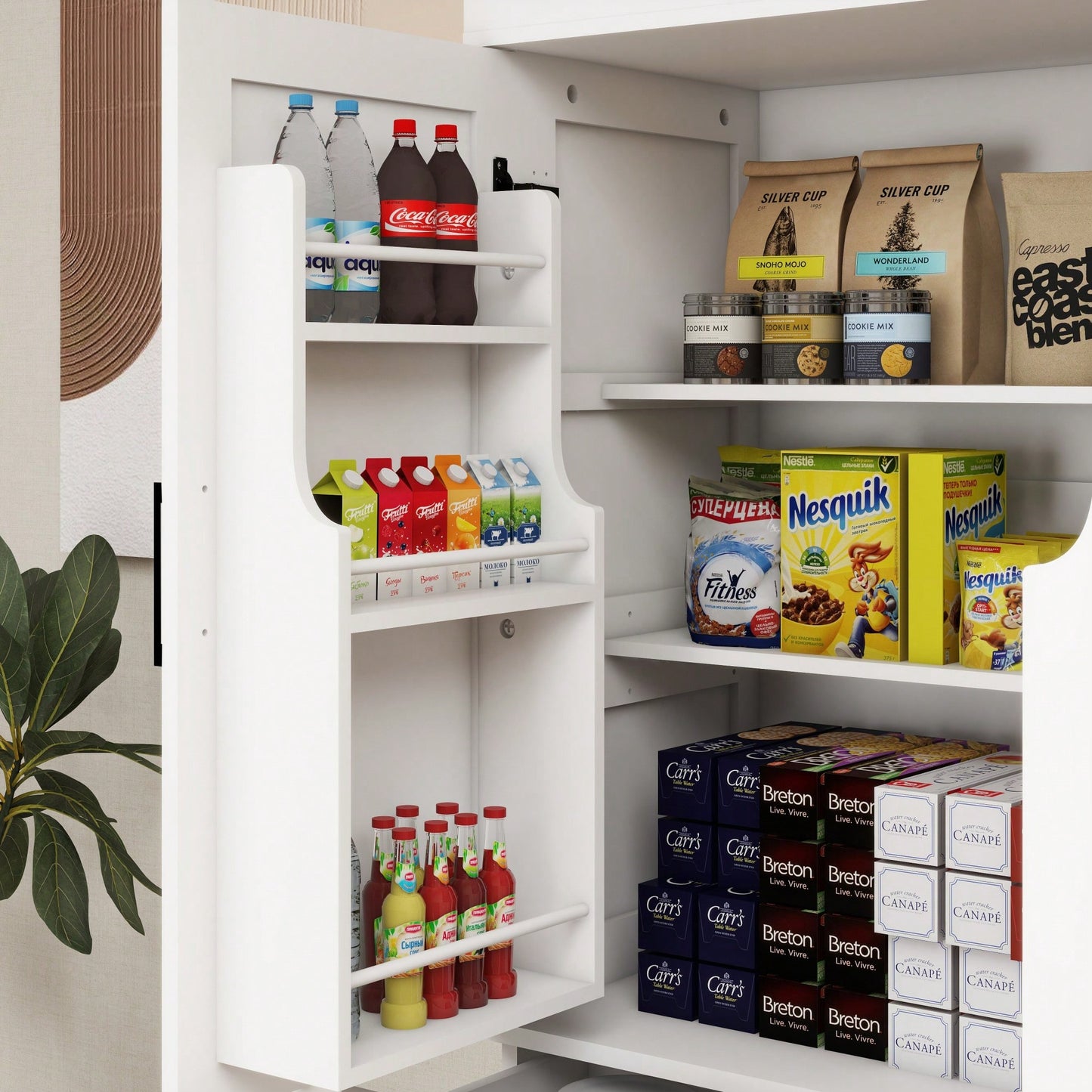 Elegant 71 Inch Freestanding Kitchen Pantry Cabinet with Adjustable Shelves and Drawer for Stylish Storage in White Finish