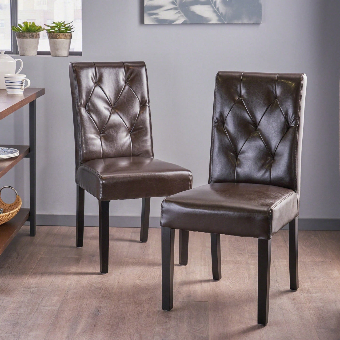 Elegant Tufted Dining Chair Set With Decorative Buttons - Pair Of 2