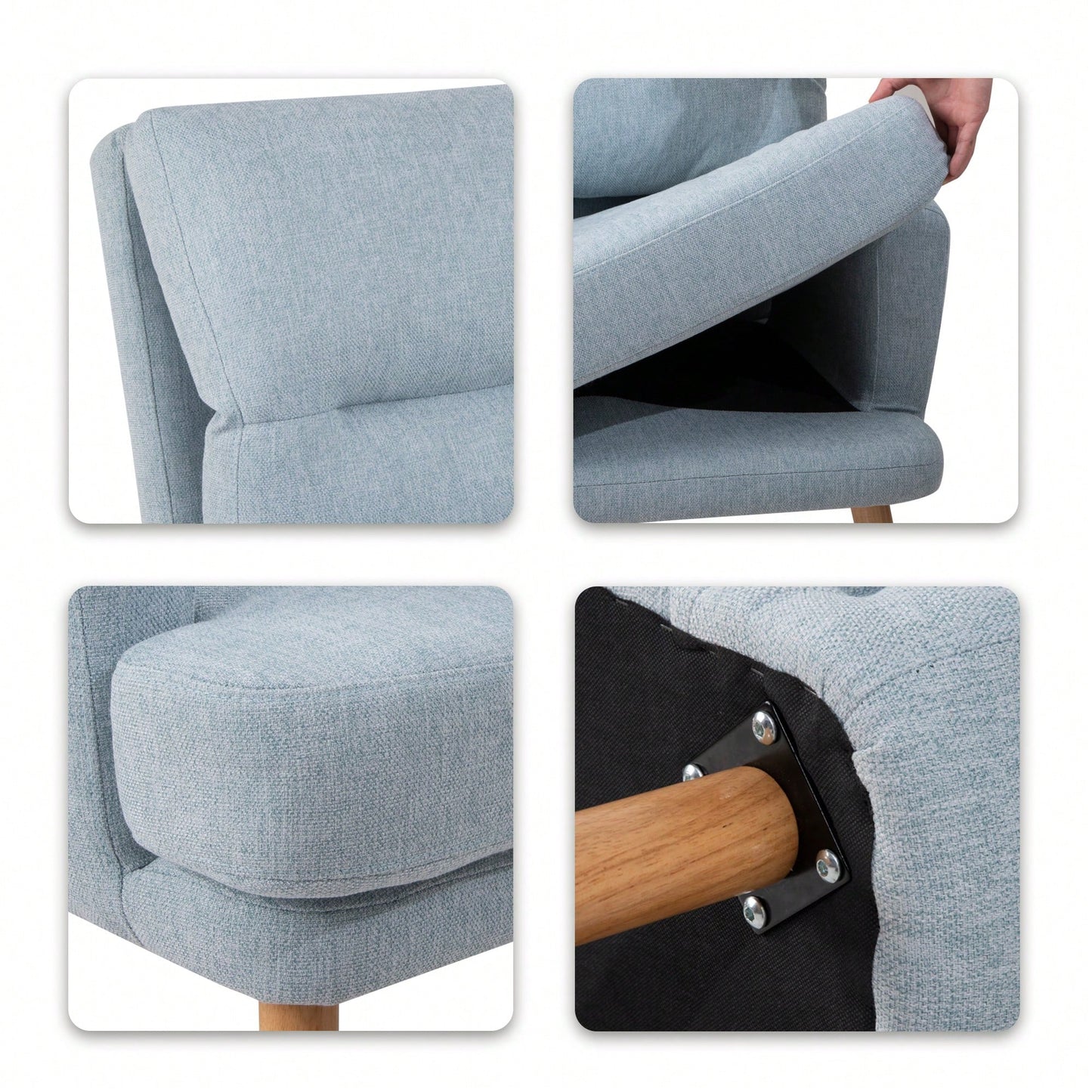 Mid Century Modern Accent Chair and Ottoman Set with Adjustable Backrest for Living Room and Bedroom
