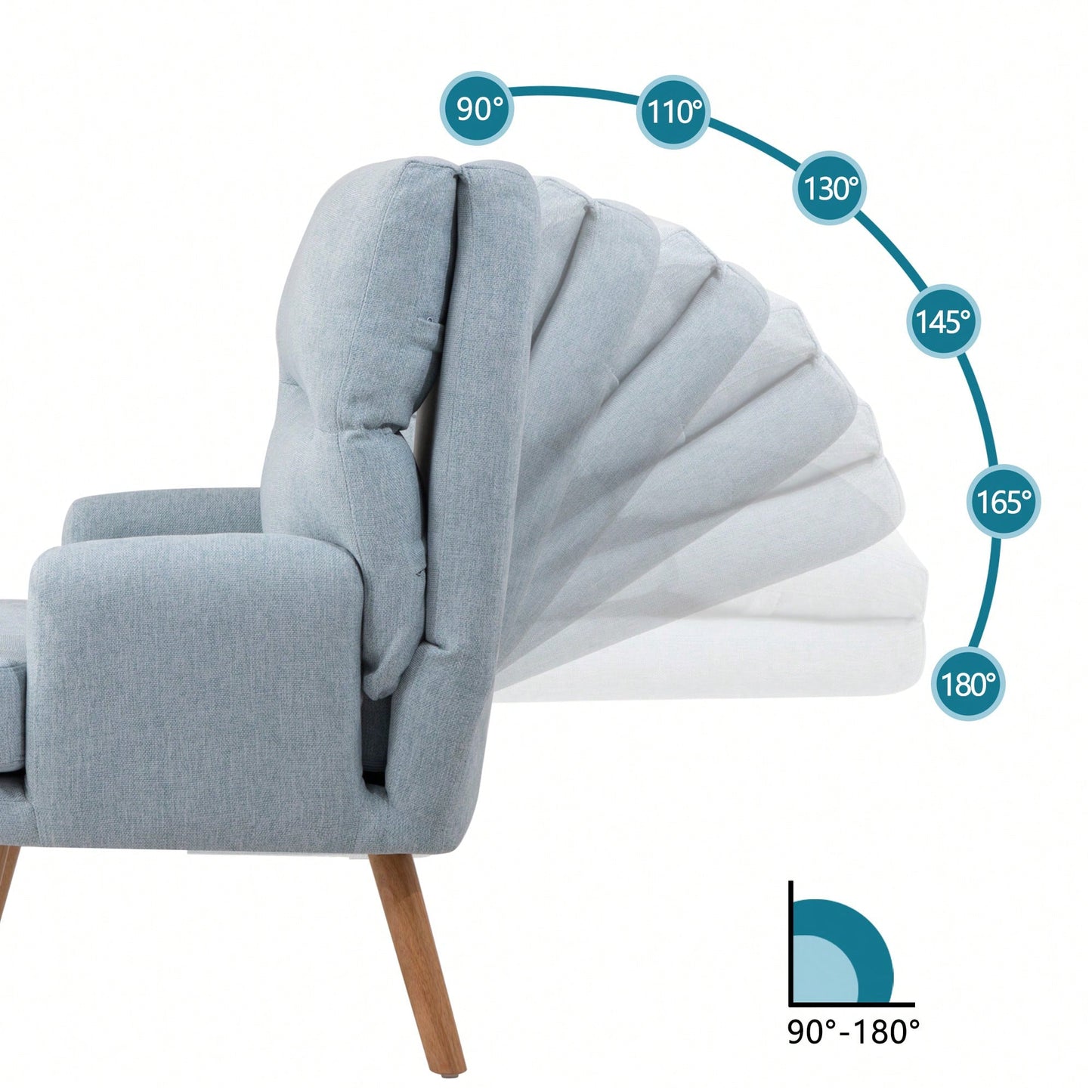 Mid Century Modern Accent Chair and Ottoman Set with Adjustable Backrest for Living Room and Bedroom