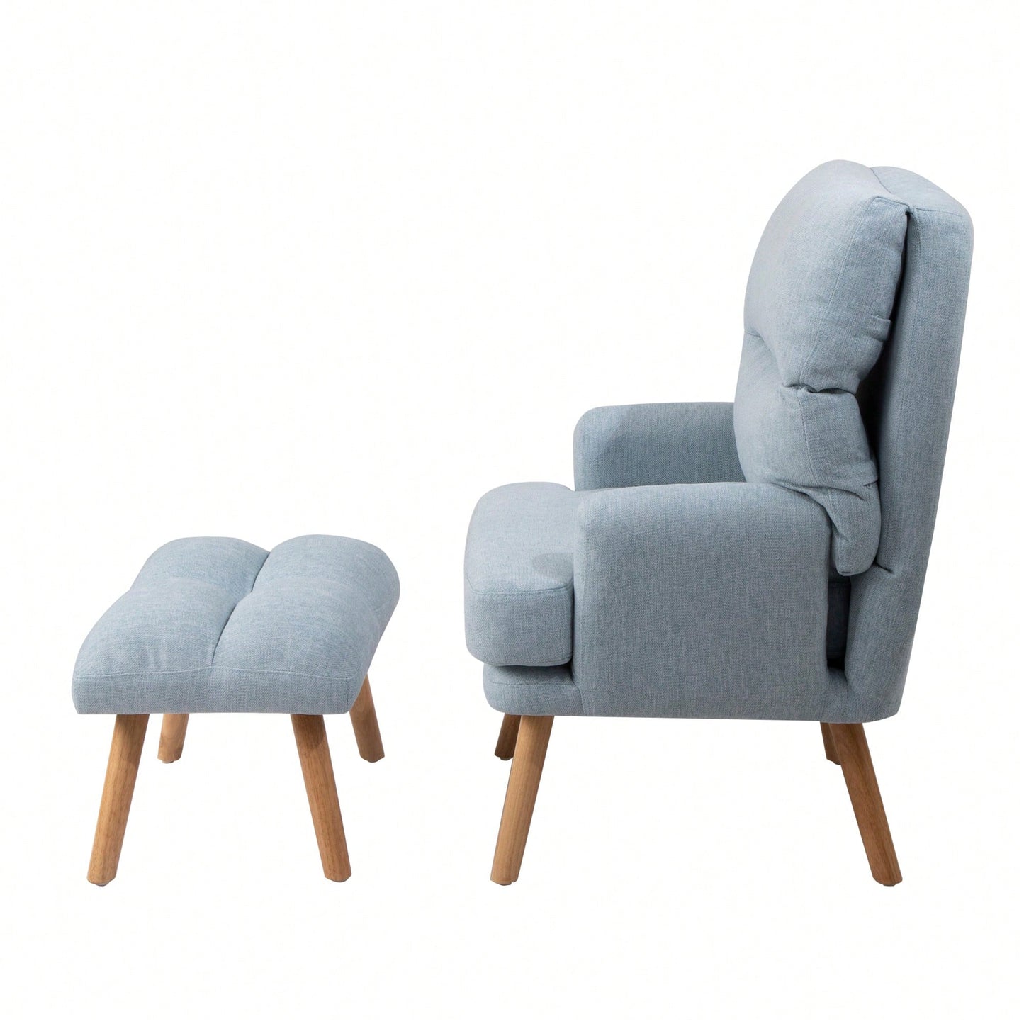 Mid Century Modern Accent Chair and Ottoman Set with Adjustable Backrest for Living Room and Bedroom