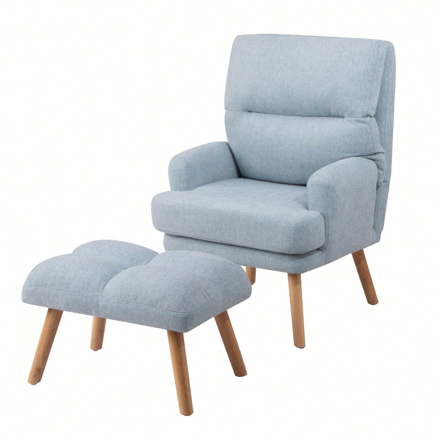 Mid Century Modern Accent Chair and Ottoman Set with Adjustable Backrest for Living Room and Bedroom