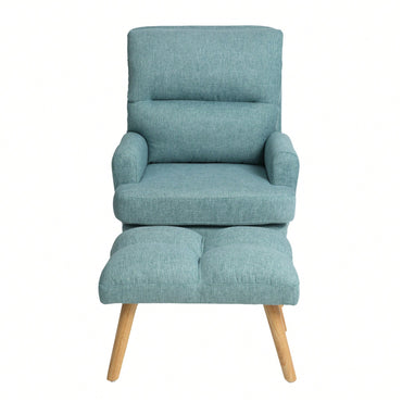 Mid Century Modern Accent Chair and Ottoman Set with Adjustable Backrest for Living Room and Bedroom