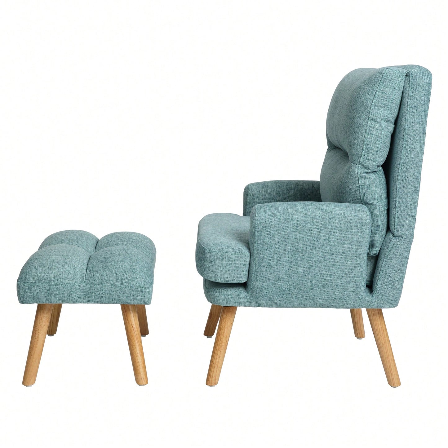 Mid Century Modern Accent Chair and Ottoman Set with Adjustable Backrest for Living Room and Bedroom