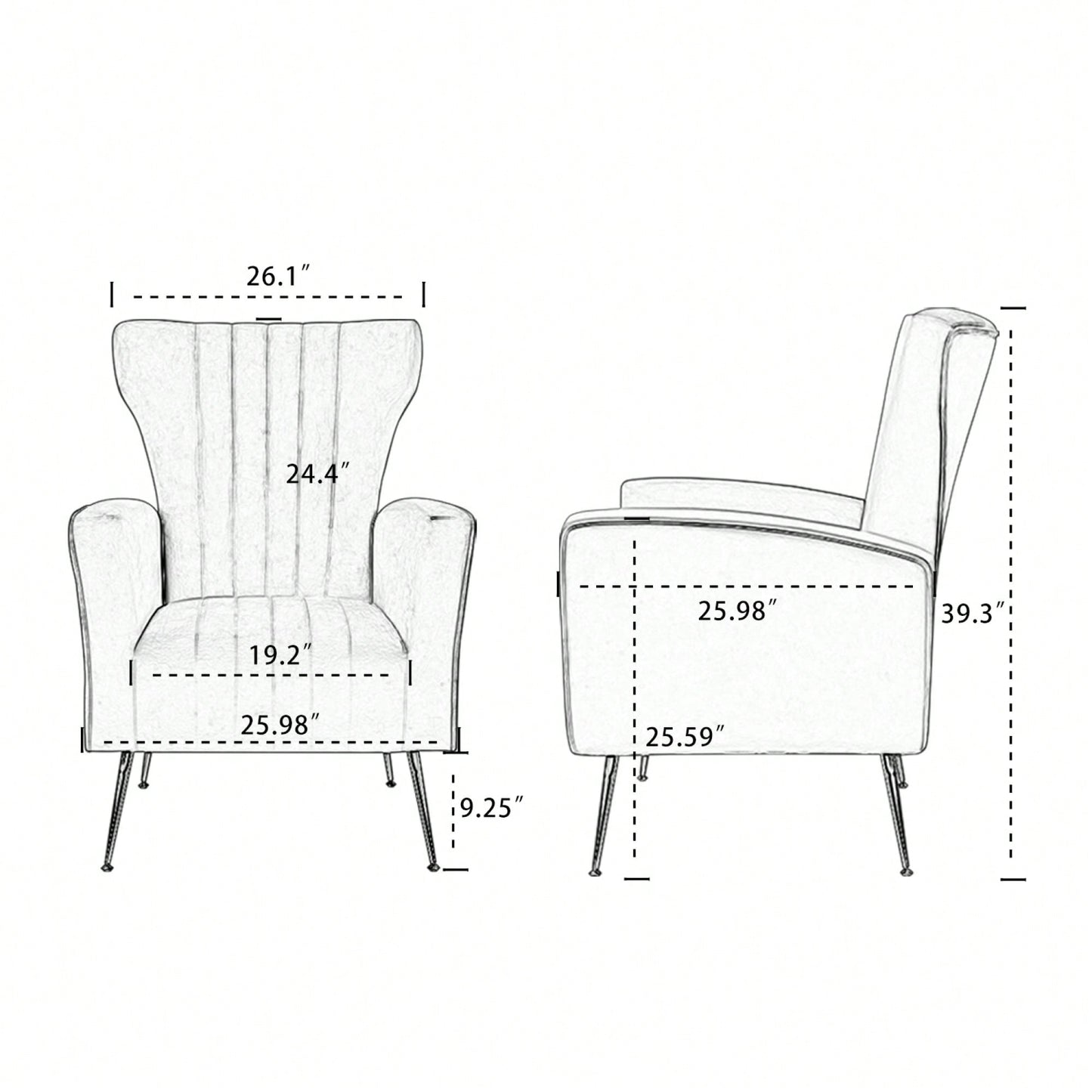 Chic Velvet Wingback Accent Chair With Gold Legs - Stylish Upholstered Armchair For Living Room Or Bedroom