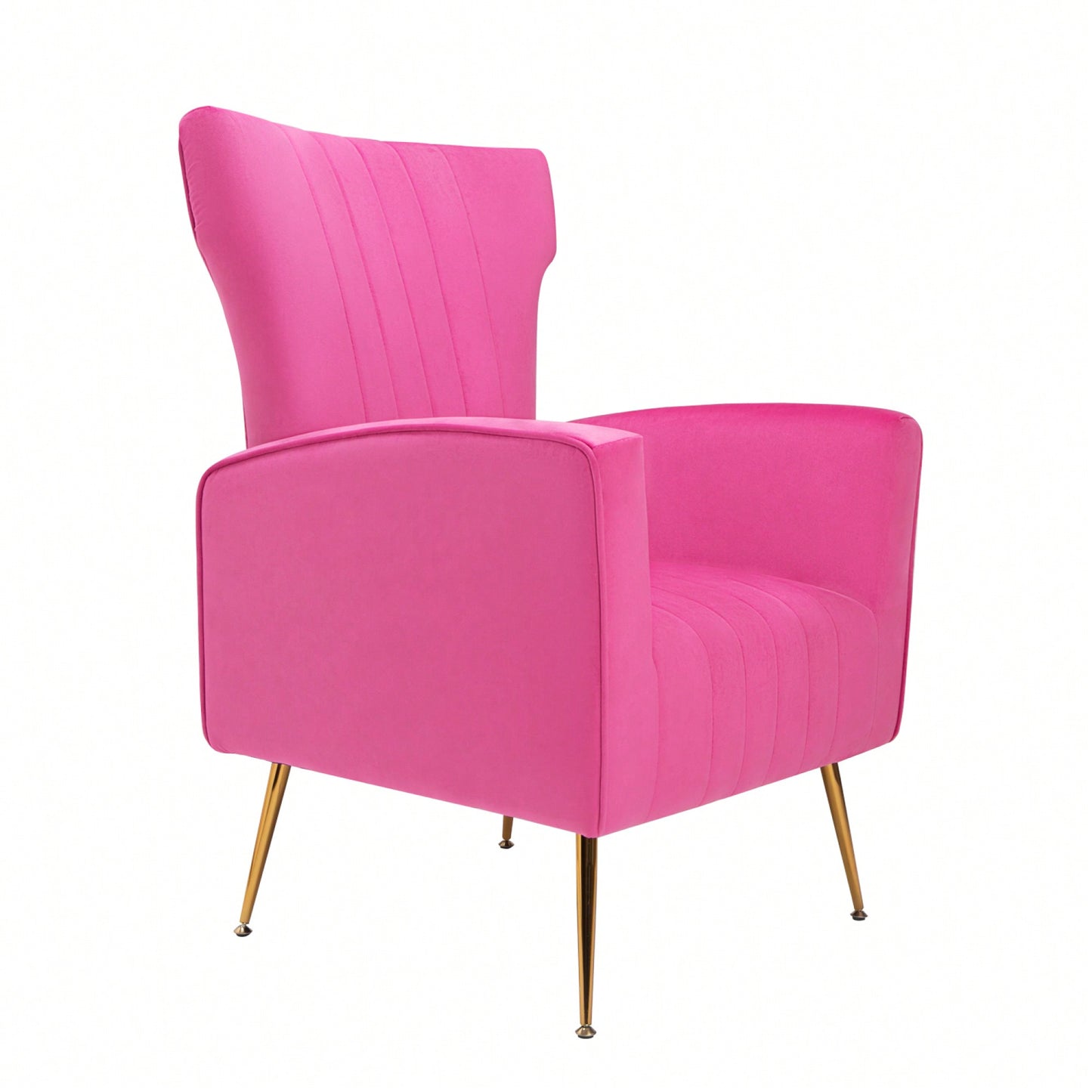 Chic Velvet Wingback Accent Chair With Gold Legs - Stylish Upholstered Armchair For Living Room Or Bedroom