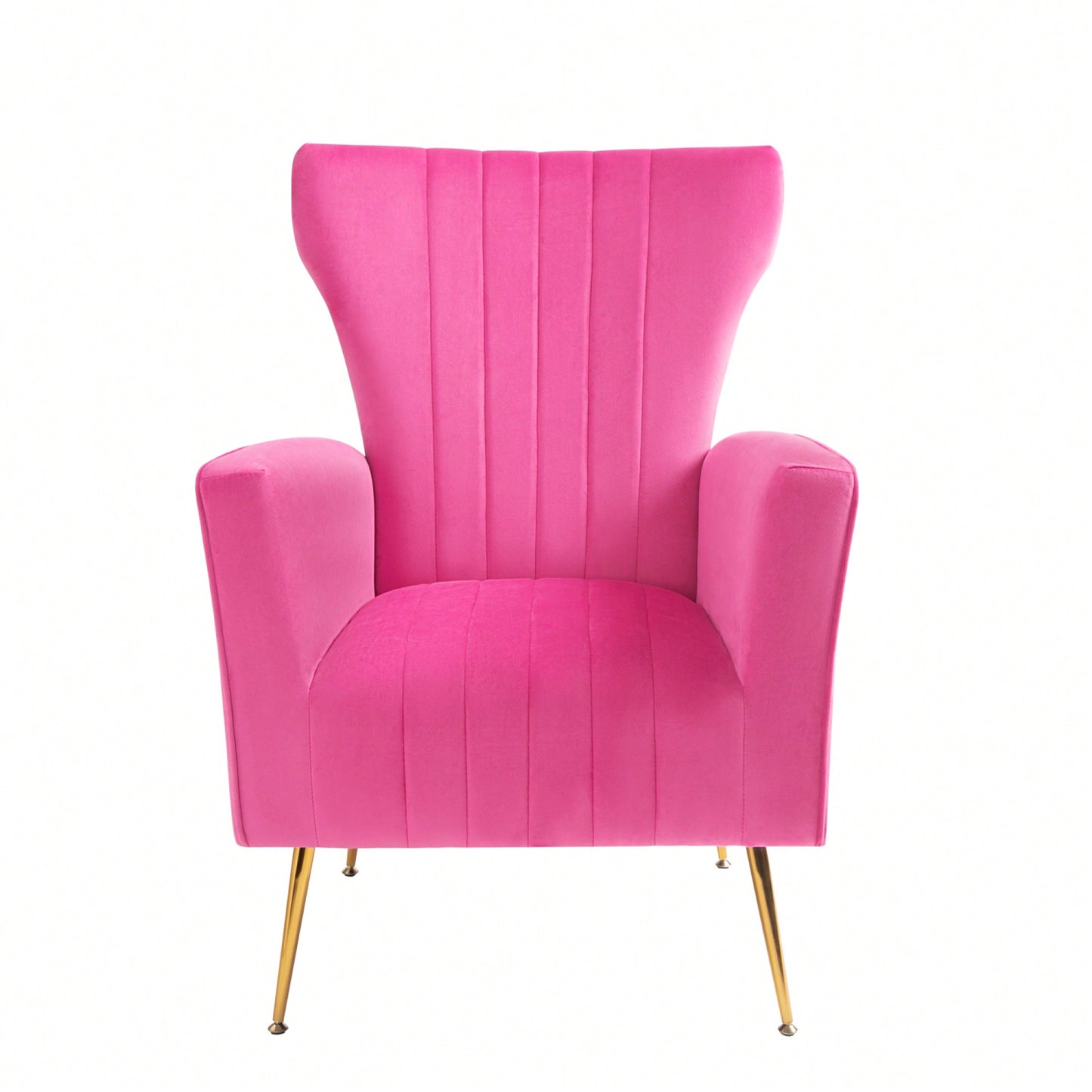 Chic Velvet Wingback Accent Chair With Gold Legs - Stylish Upholstered Armchair For Living Room Or Bedroom