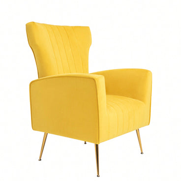 Chic Velvet Wingback Accent Chair With Gold Legs - Stylish Upholstered Armchair For Living Room Or Bedroom