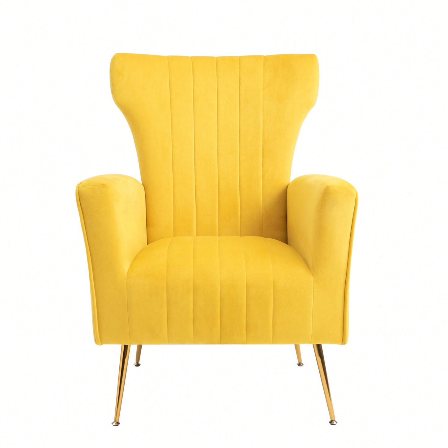 Chic Velvet Wingback Accent Chair With Gold Legs - Stylish Upholstered Armchair For Living Room Or Bedroom