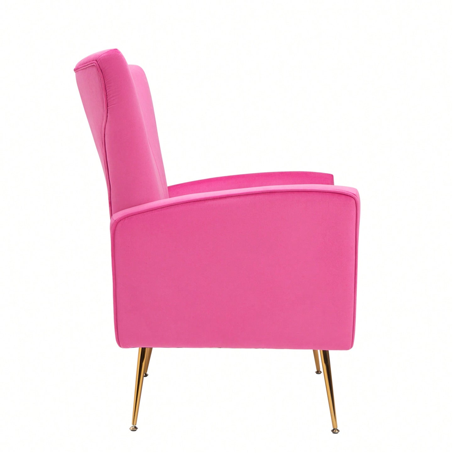 Elegant Velvet Wingback Accent Chair With Gold Legs - Upholstered Arm Chair For Living Room And Bedroom Decor
