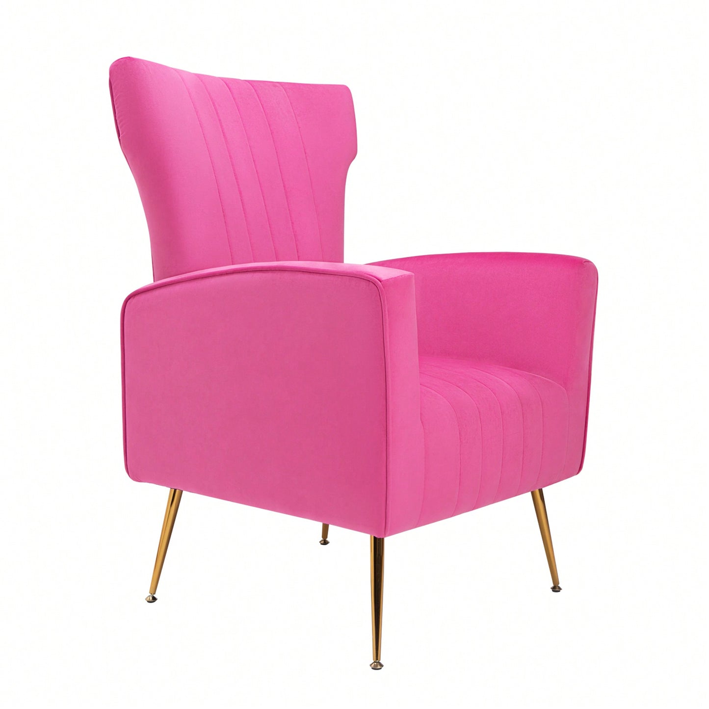 Elegant Velvet Wingback Accent Chair With Gold Legs - Upholstered Arm Chair For Living Room And Bedroom Decor