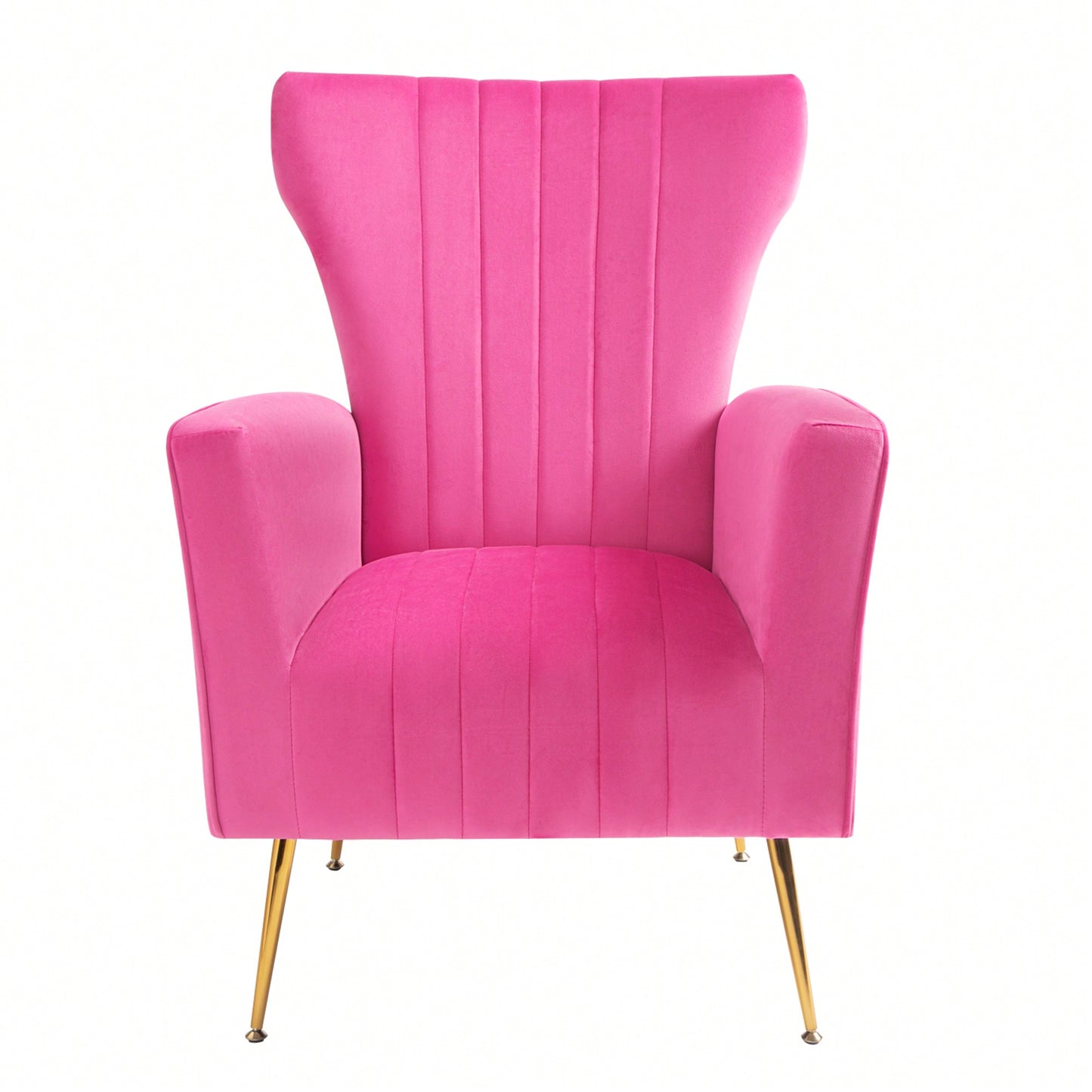 Elegant Velvet Wingback Accent Chair With Gold Legs - Upholstered Arm Chair For Living Room And Bedroom Decor