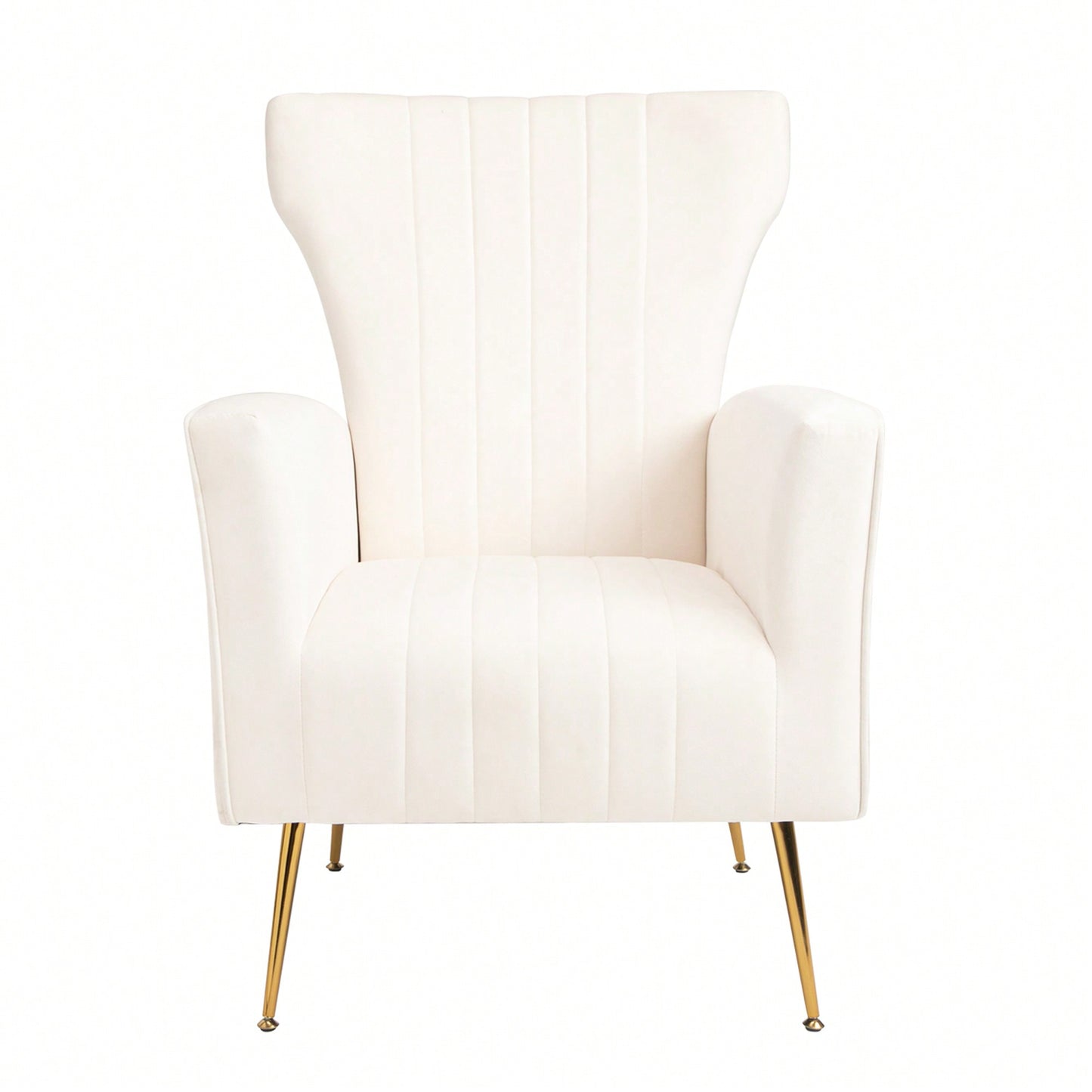 Elegant Velvet Wingback Accent Chair With Gold Legs - Upholstered Arm Chair For Living Room And Bedroom Decor