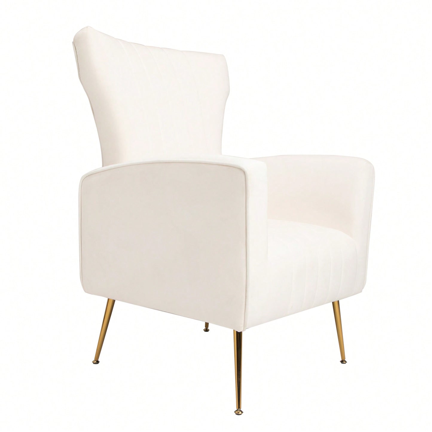 Elegant Velvet Wingback Accent Chair With Gold Legs - Upholstered Arm Chair For Living Room And Bedroom Decor