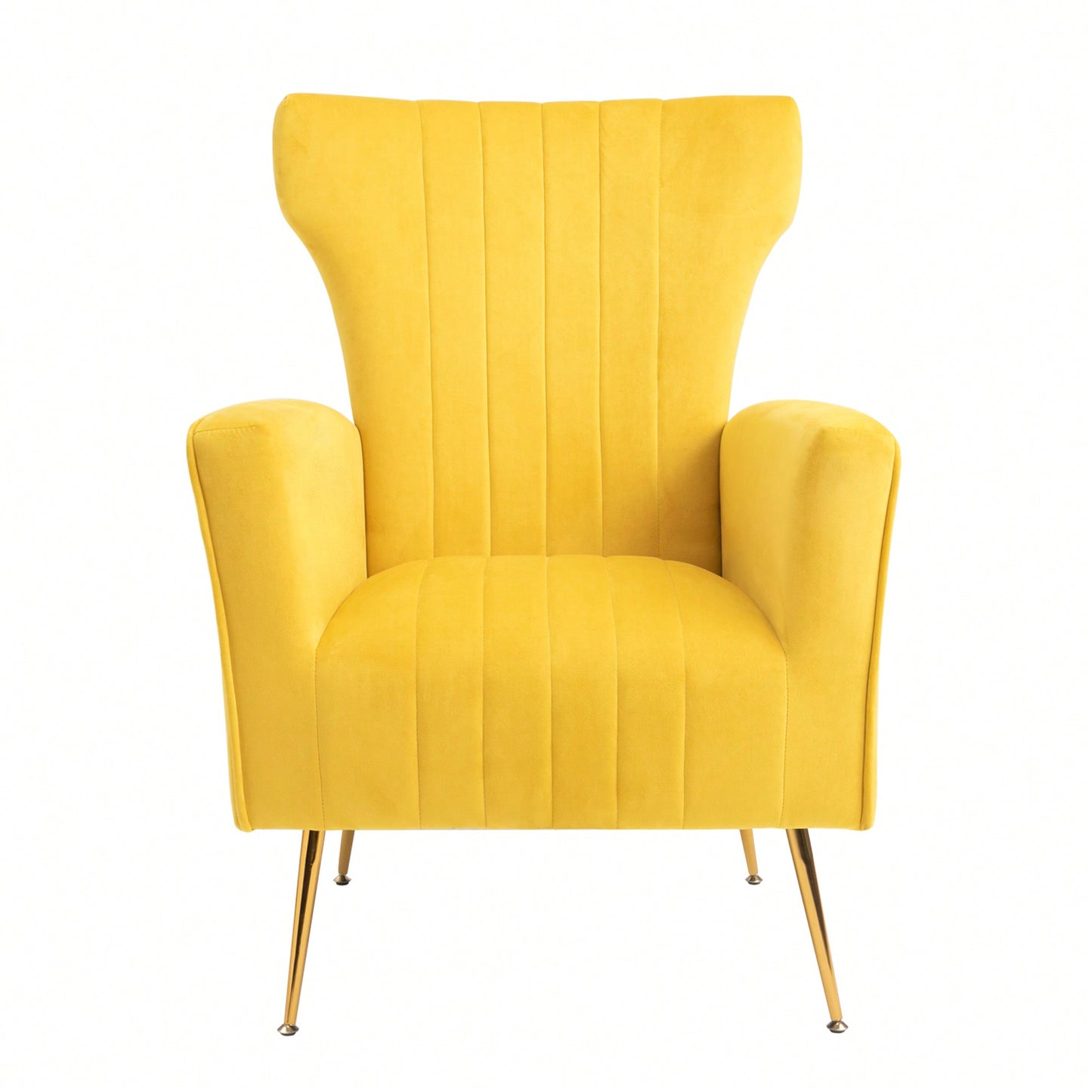 Elegant Velvet Wingback Accent Chair With Gold Legs - Upholstered Arm Chair For Living Room And Bedroom Decor