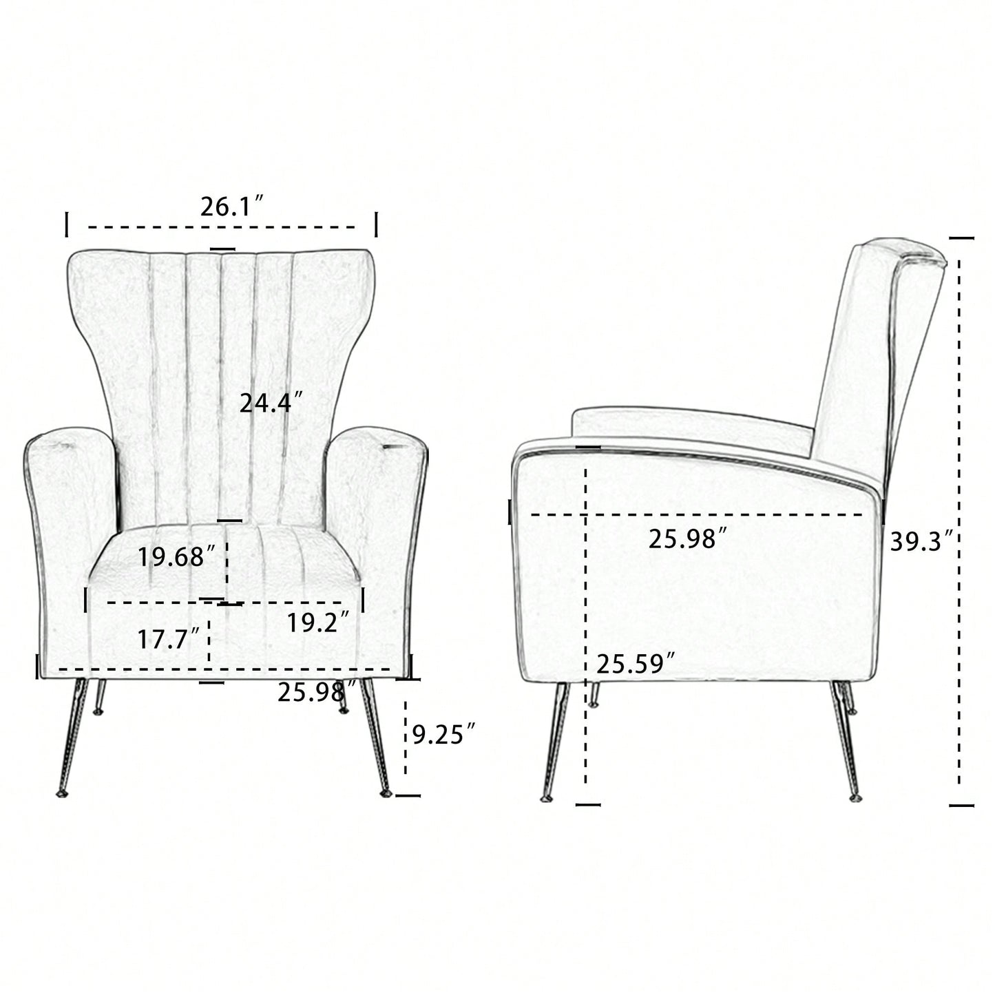 Elegant Velvet Wingback Accent Chair With Gold Legs - Upholstered Arm Chair For Living Room And Bedroom Decor