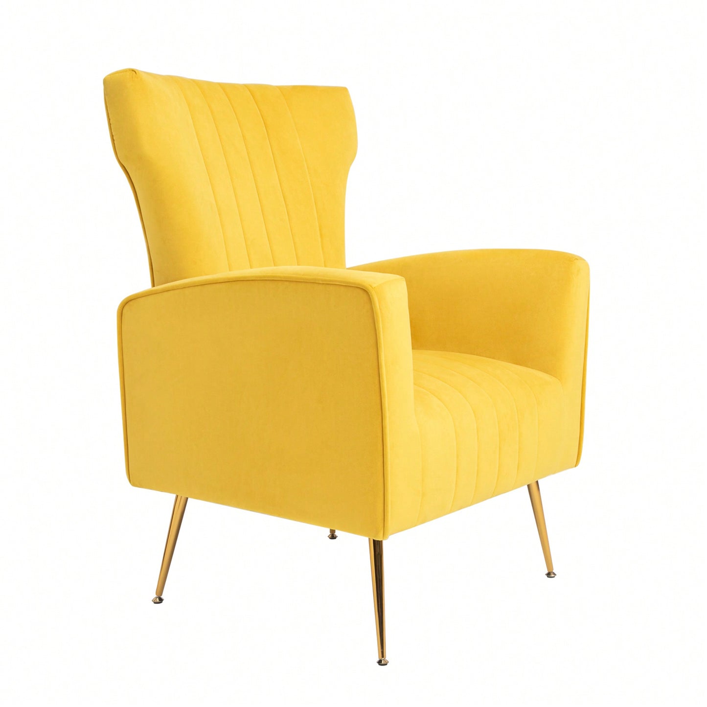 Elegant Velvet Wingback Accent Chair With Gold Legs - Upholstered Arm Chair For Living Room And Bedroom Decor