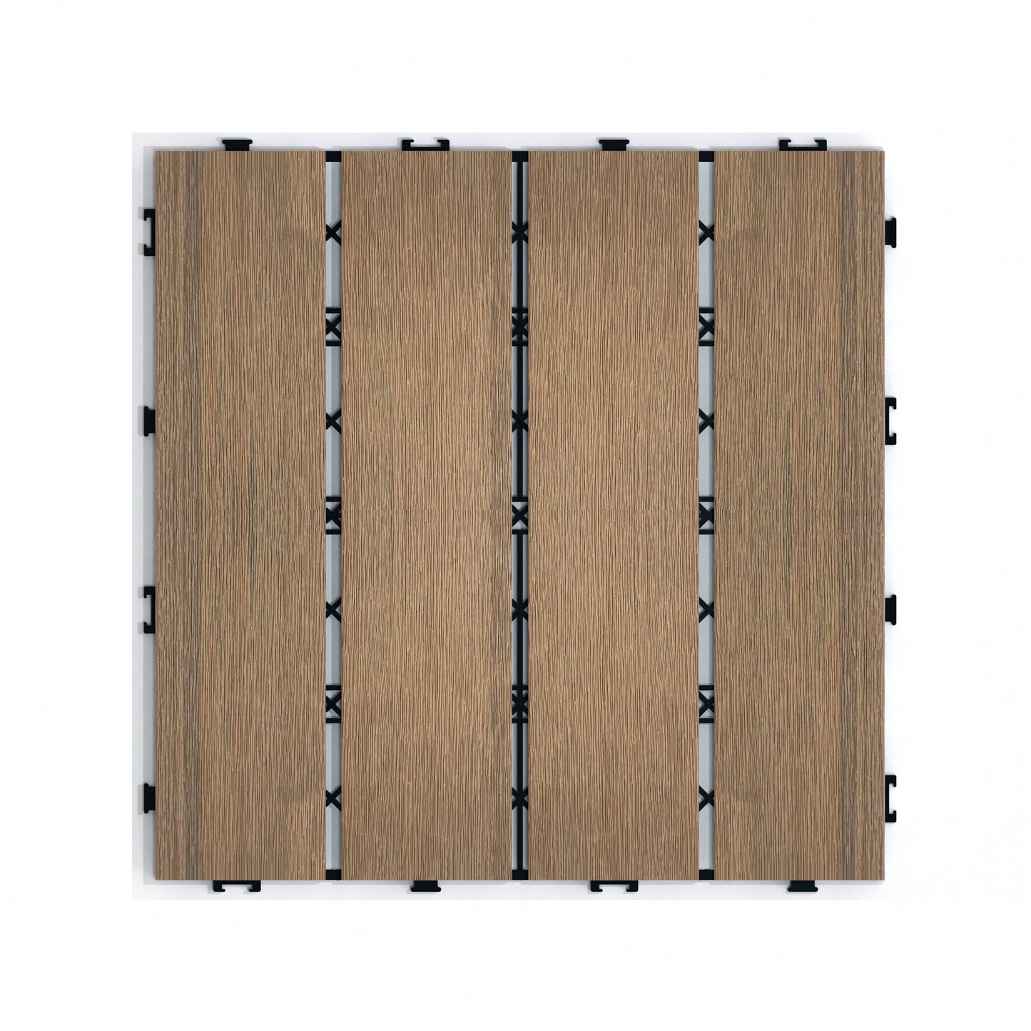 Eco-Friendly WPC Interlocking Patio Deck Tiles - Pack Of 11, 11.8" Easy DIY Water-Resistant Outdoor Flooring Solutions