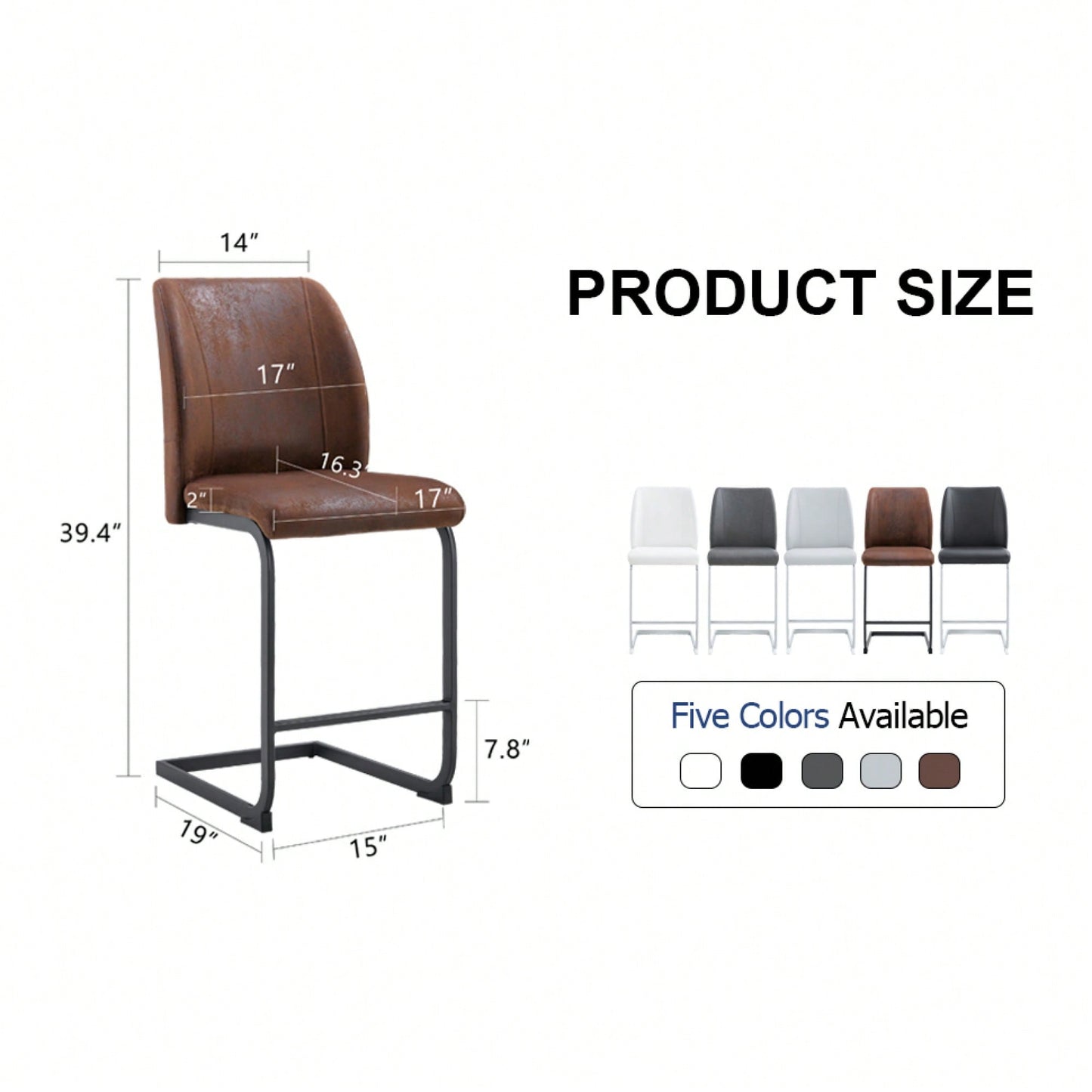 Set Of 2 Stylish Brown Chairs With Suede Cushions And Sleek Black Metal Legs – Perfect For Dining Room, Kitchen, Terrace, Or Guest Office
