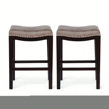 Elegant Set Of 2 Studded Counter Stools For Stylish Dining Spaces