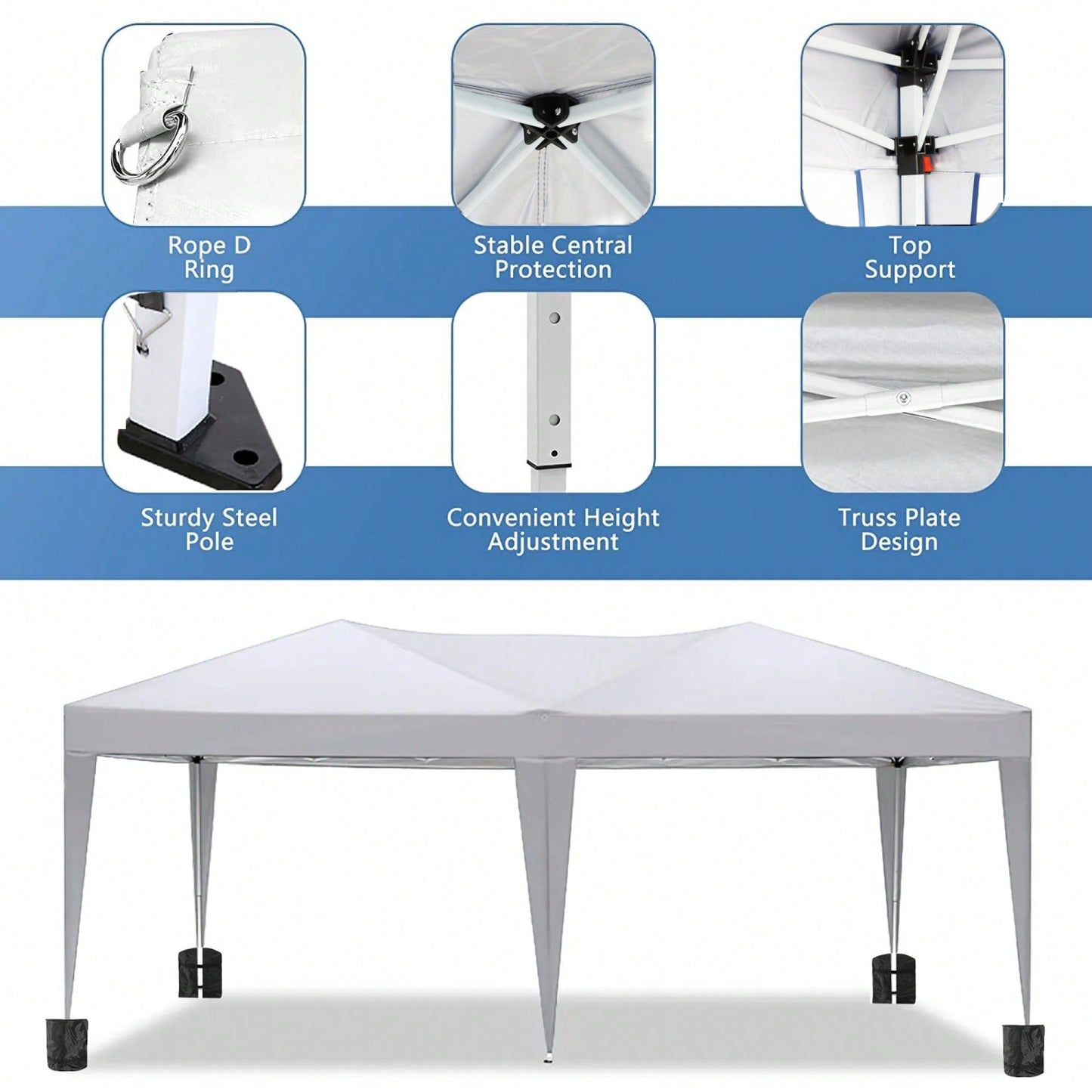 10x20 Portable Outdoor Pop-Up Canopy Tent With Removable Sidewalls, Carry Bag & Weight Bags For Party And Event
