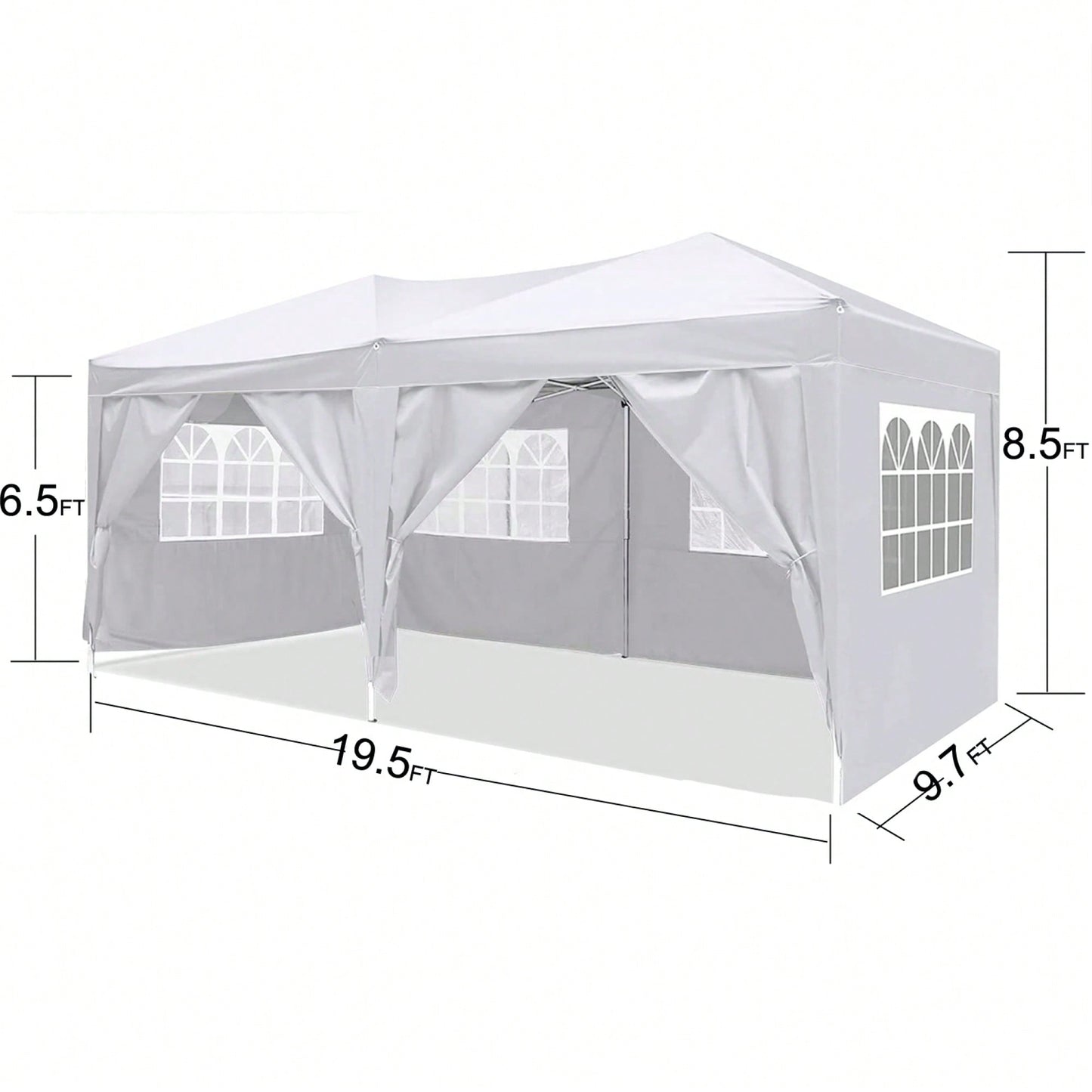 10x20 Portable Outdoor Pop-Up Canopy Tent With Removable Sidewalls, Carry Bag & Weight Bags For Party And Event