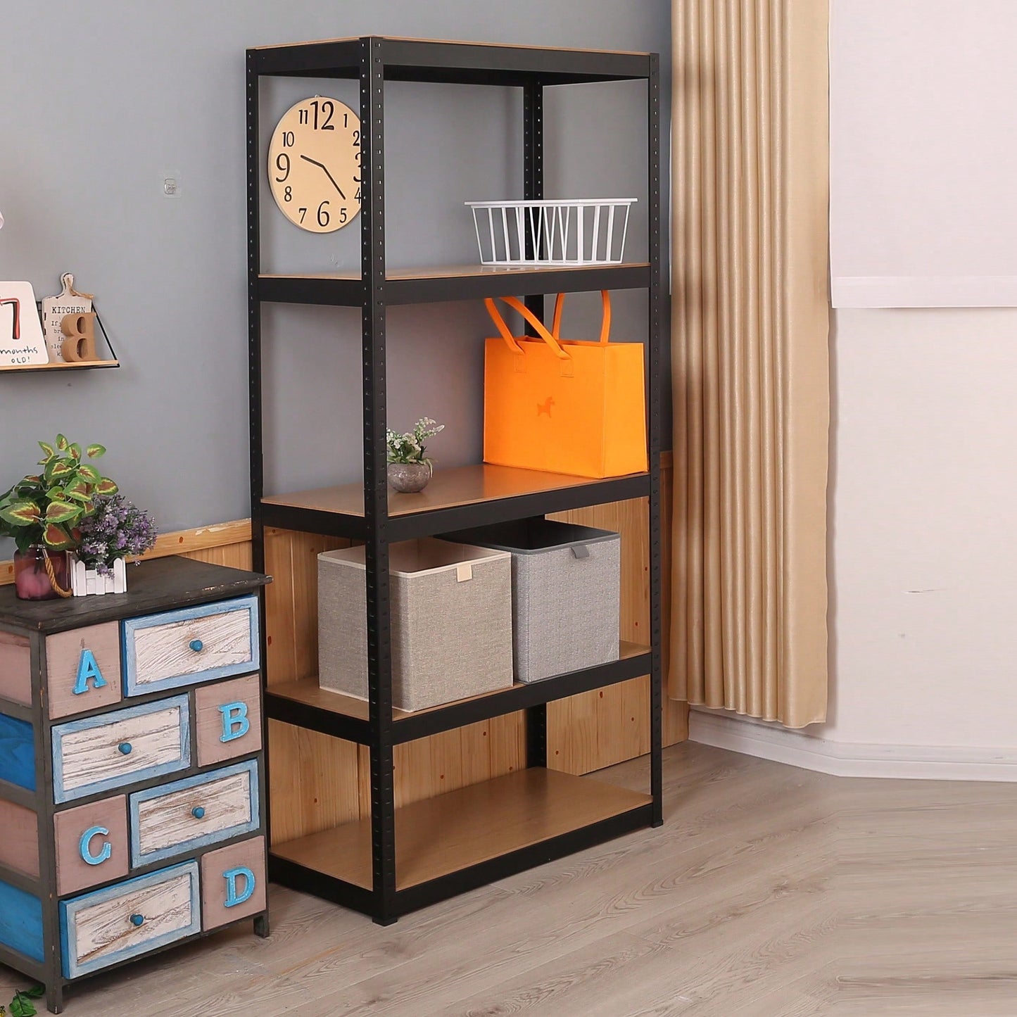 Heavy Duty 5-Tier Adjustable Storage Shelves - Metal Utility Rack For Garage, Pantry, Closet, And Kitchen, 23.6" X 15.7" X 47.2", Black