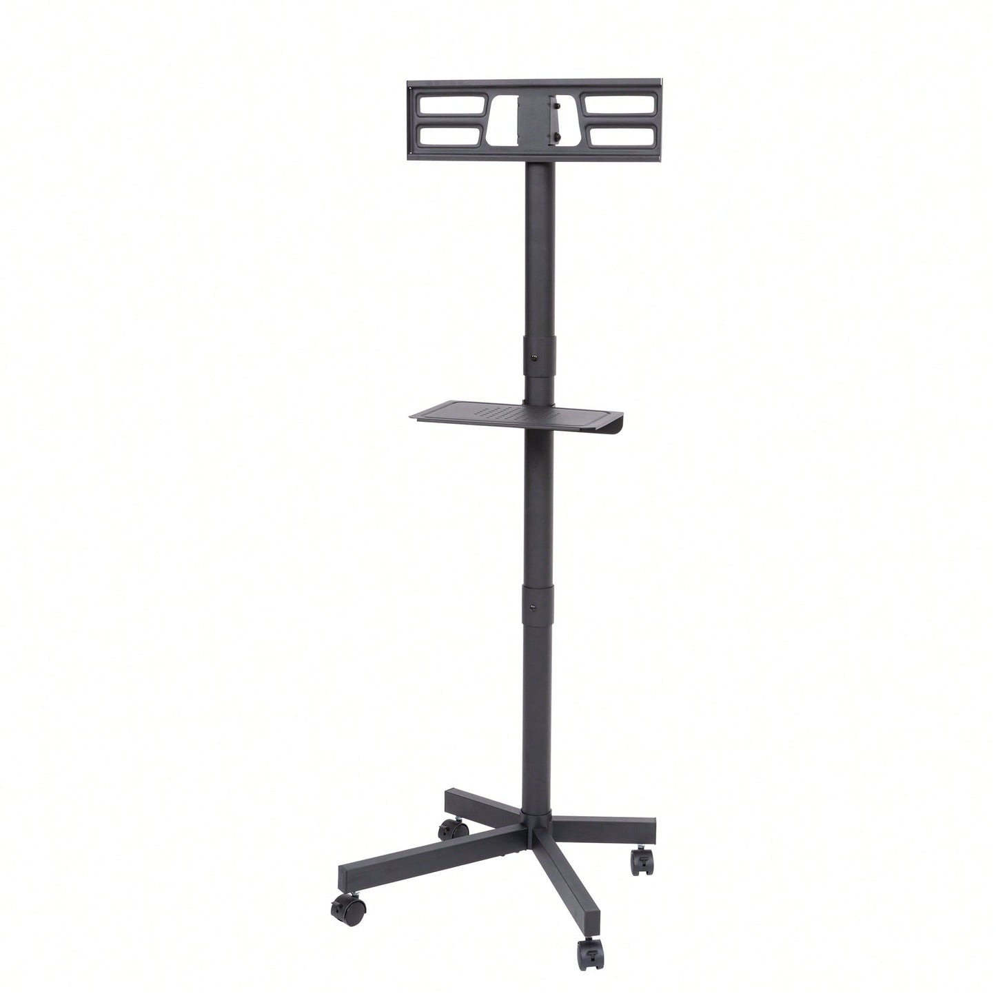 Height Adjustable Rolling TV Stand with Media Shelf for 23-60 Inch TVs Supports 55lbs Max VESA 400x400mm