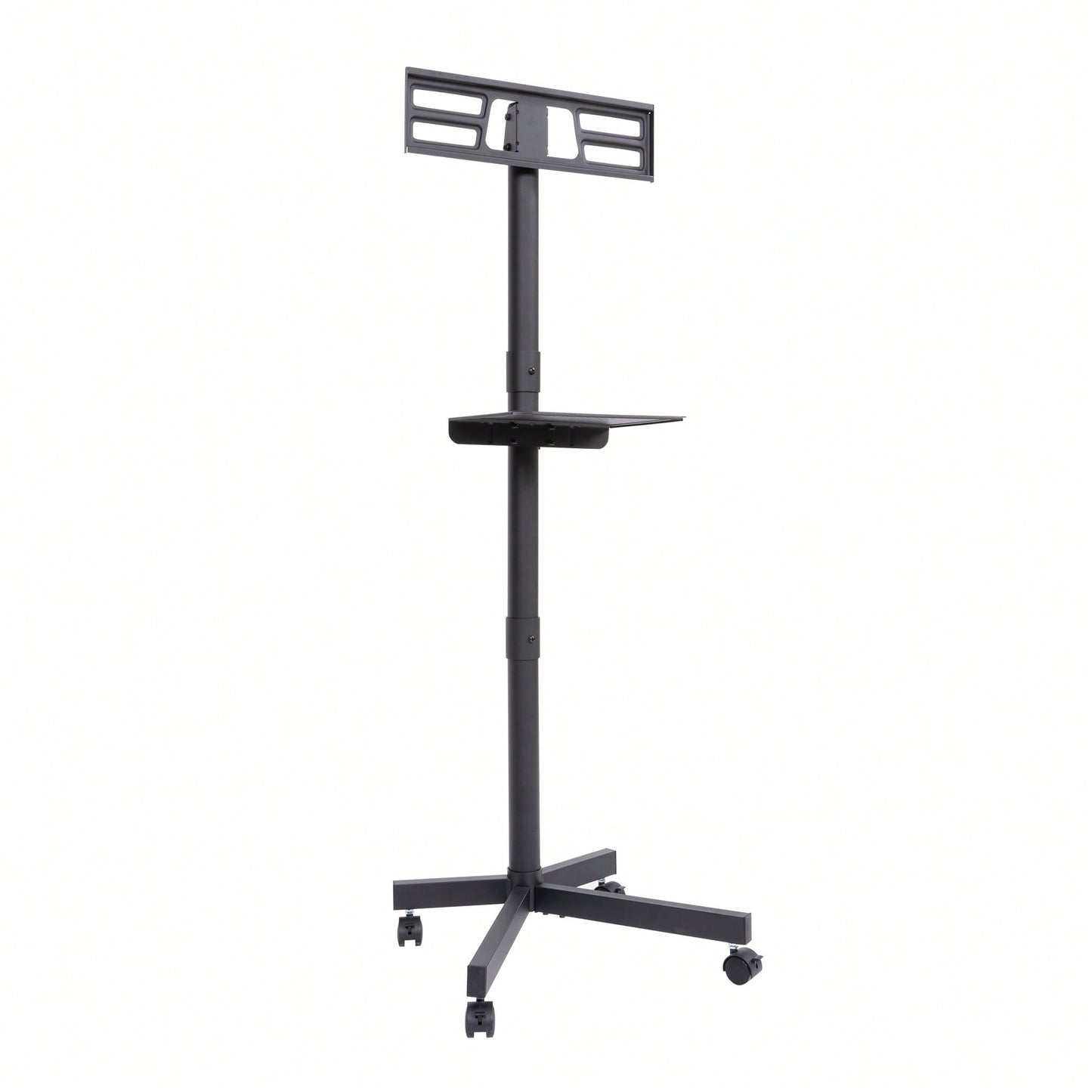Height Adjustable Rolling TV Stand with Media Shelf for 23-60 Inch TVs Supports 55lbs Max VESA 400x400mm