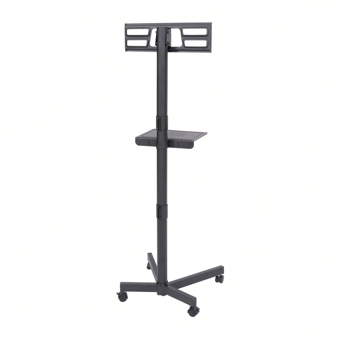 Height Adjustable Rolling TV Stand with Media Shelf for 23-60 Inch TVs Supports 55lbs Max VESA 400x400mm