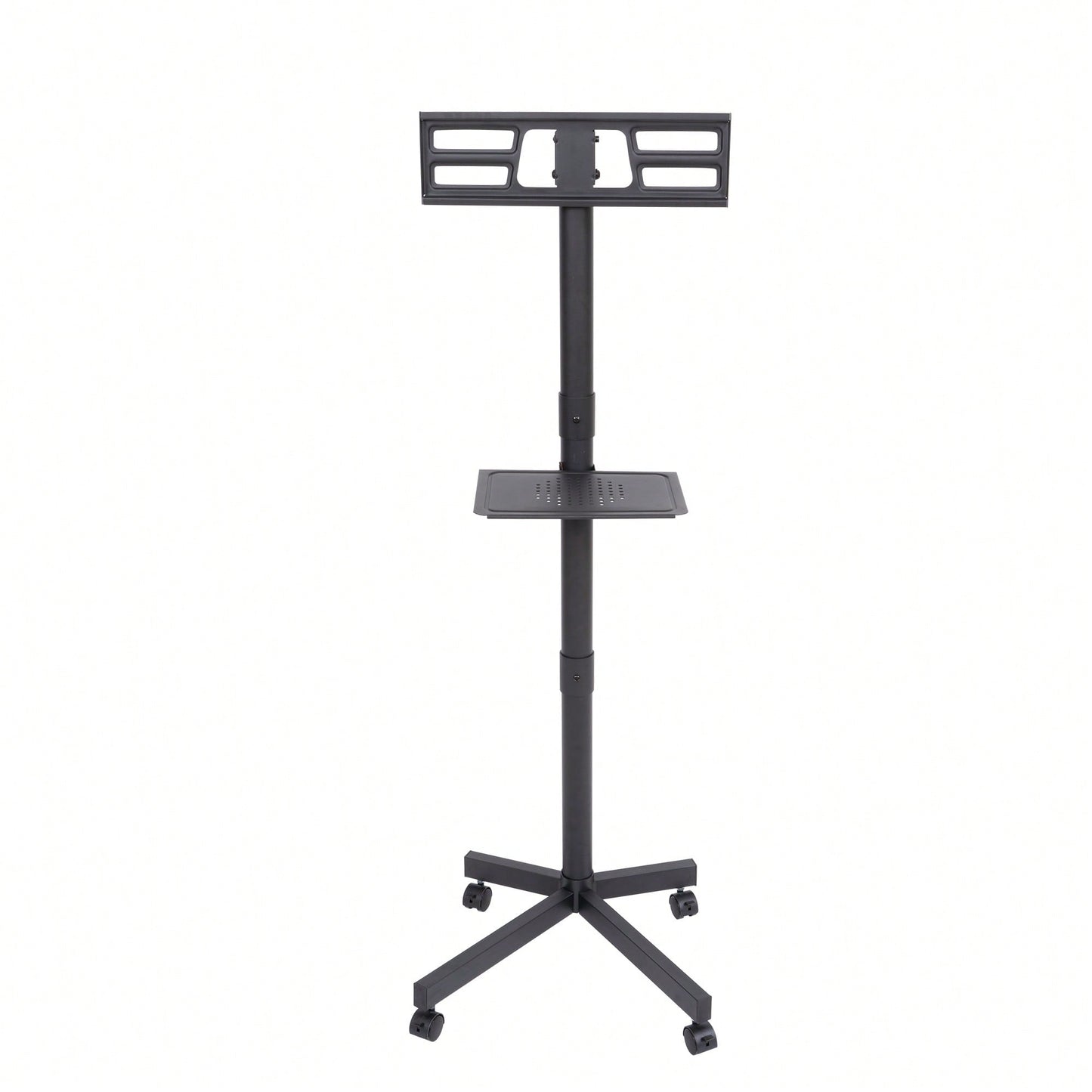 Height Adjustable Rolling TV Stand with Media Shelf for 23-60 Inch TVs Supports 55lbs Max VESA 400x400mm