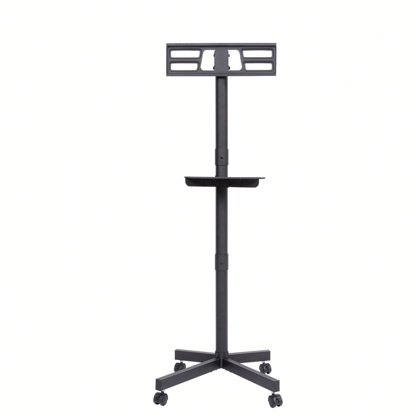 Height Adjustable Rolling TV Stand with Media Shelf for 23-60 Inch TVs Supports 55lbs Max VESA 400x400mm