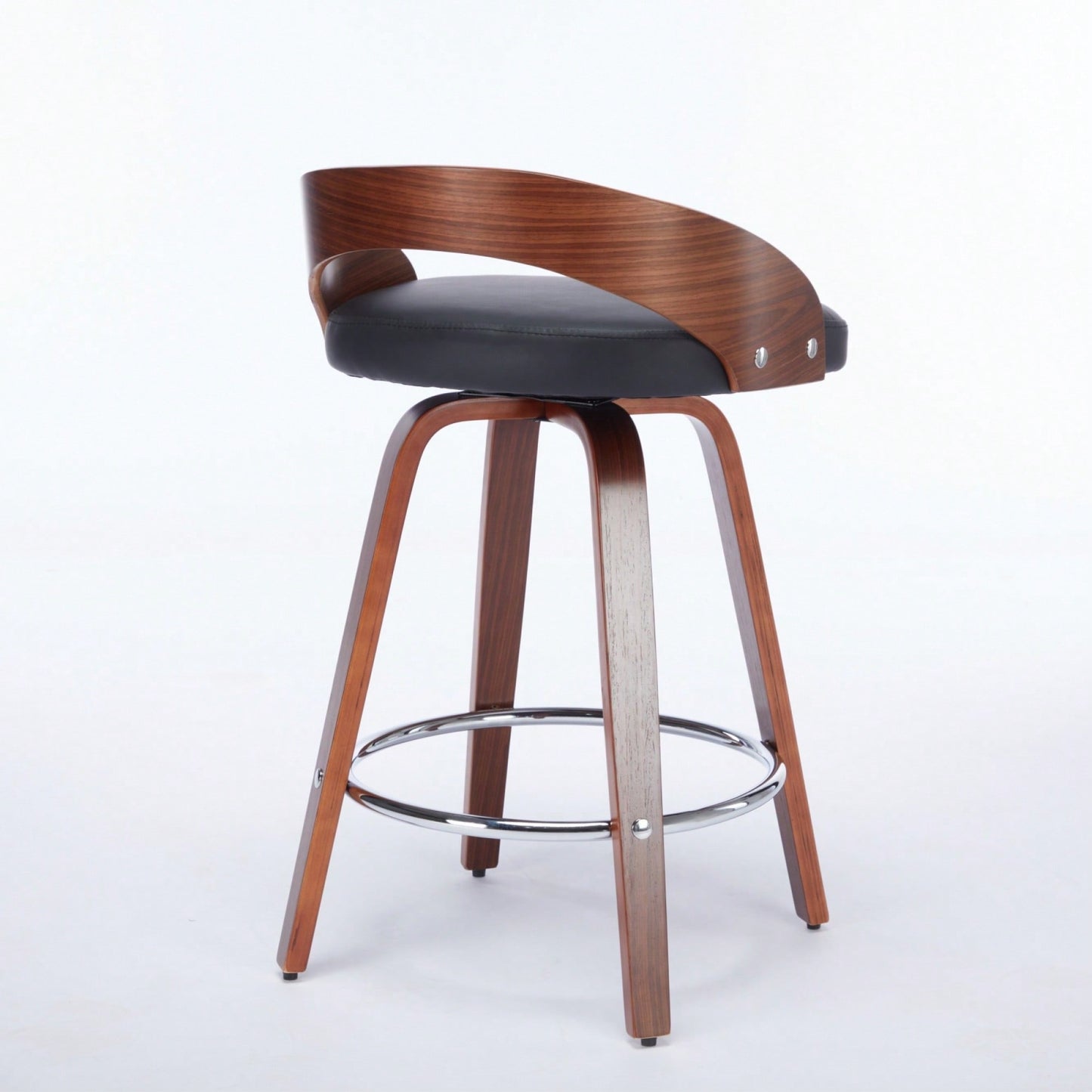 Set Of 2 Swivel Bar Stools With Low Back - Comfortable Wood Bar Chairs With Soft Cushion Seat - 25-Inch Height For Kitchen Or Home Bar