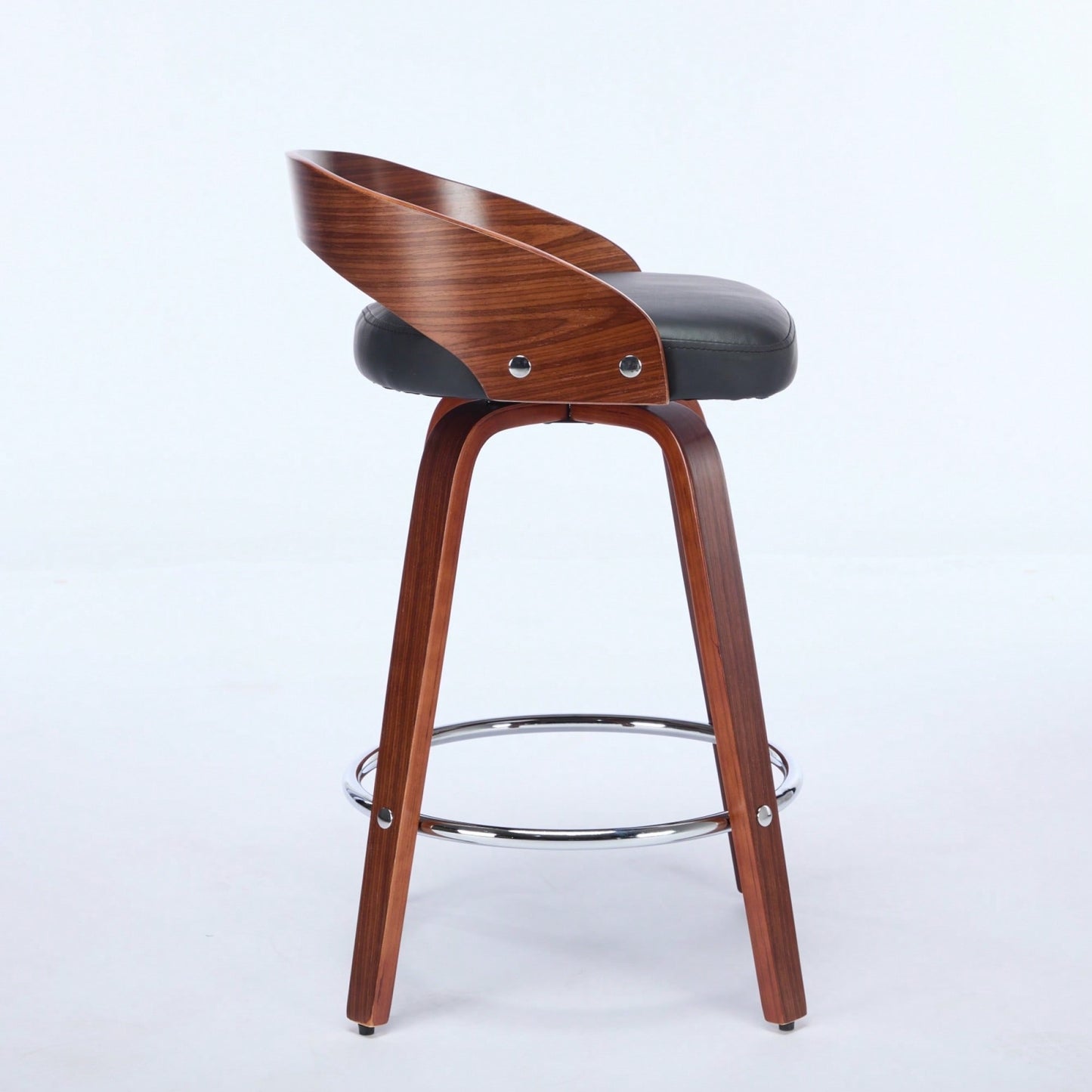 Set Of 2 Swivel Bar Stools With Low Back - Comfortable Wood Bar Chairs With Soft Cushion Seat - 25-Inch Height For Kitchen Or Home Bar
